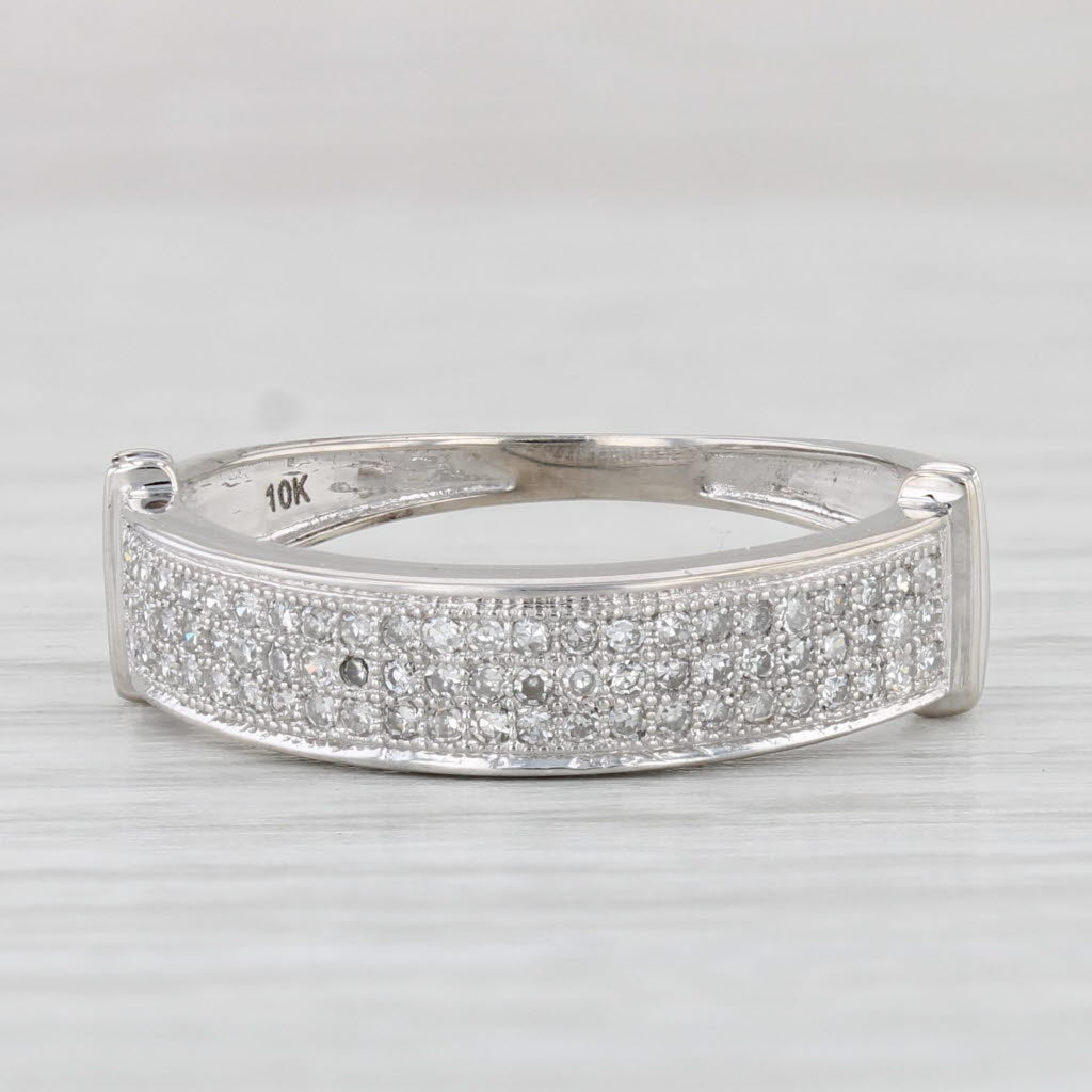 0.15ctw Diamond Wedding Band Ring - 10k White Gold Stackable Anniversary Ring for Women - Size 6 - Perfect for Bridal Sets, Stacking Rings & Special Occasions