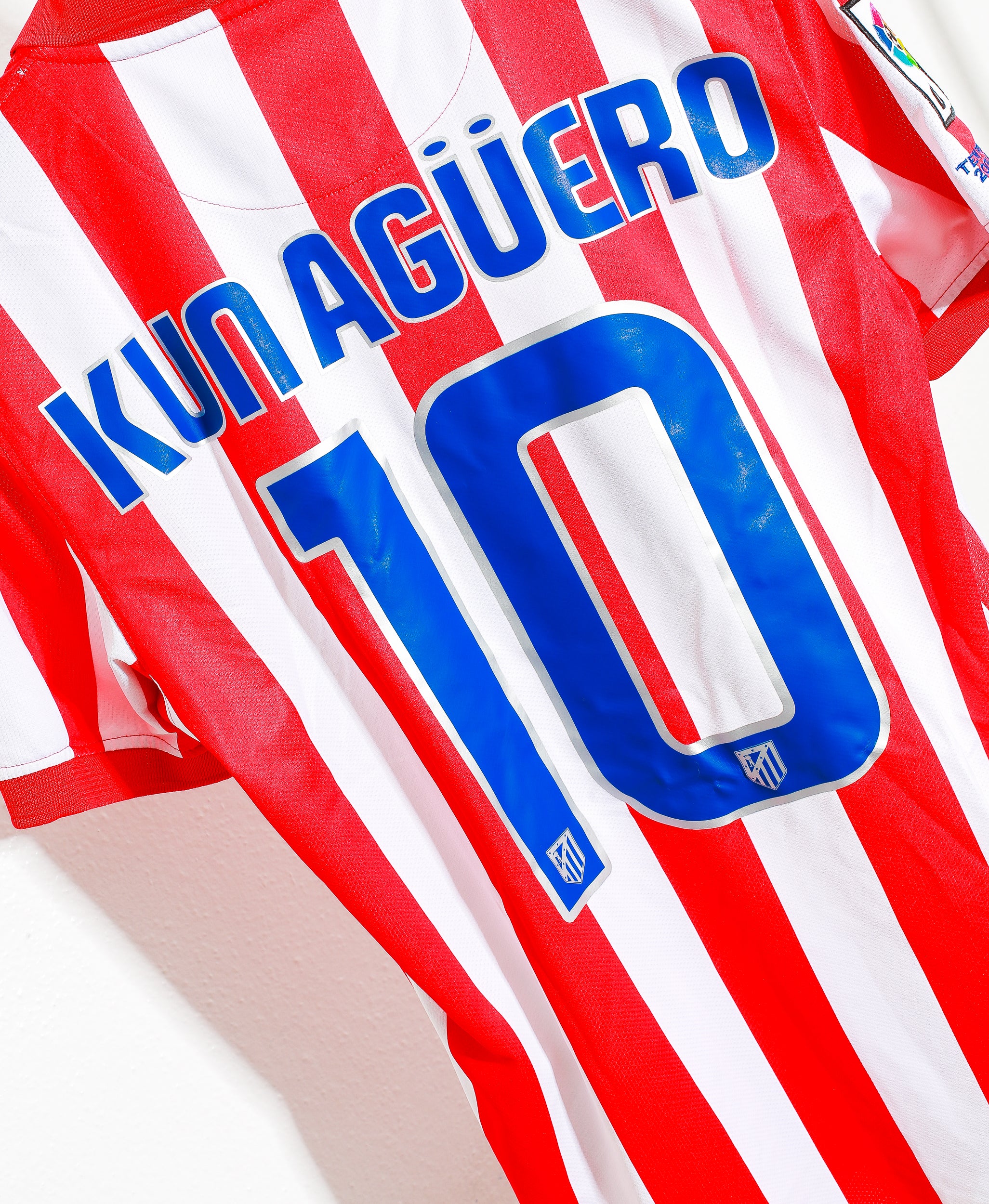 2009 Atletico Madrid Home Jersey #10 Kun Aguero - Authentic Soccer Shirt for Men - Perfect for Match Days & Fan Collections