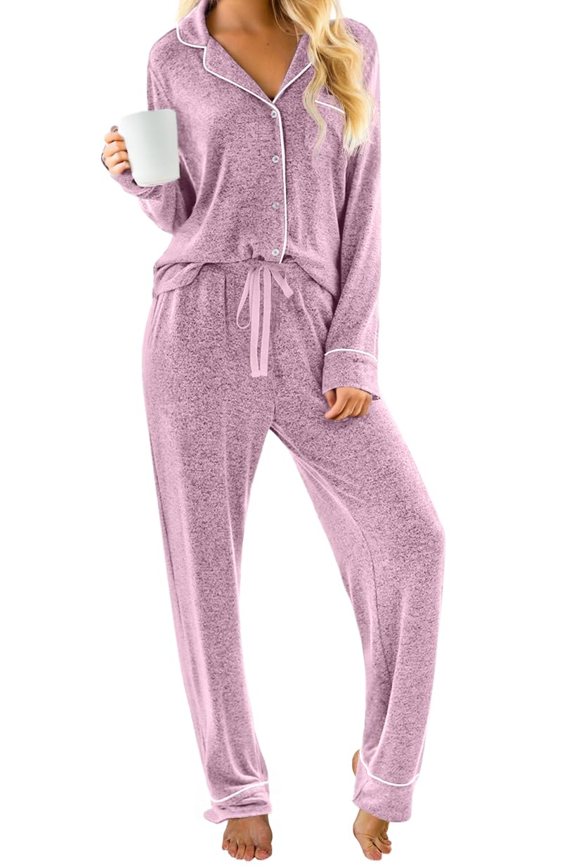 PrinStory Women's Long Sleeve Pajama Sets - 2 Piece Button Down PJs & Lounge Wear for Women | Soft Sleepwear for Nighttime & Cozy Loungewear for Relaxing at Home