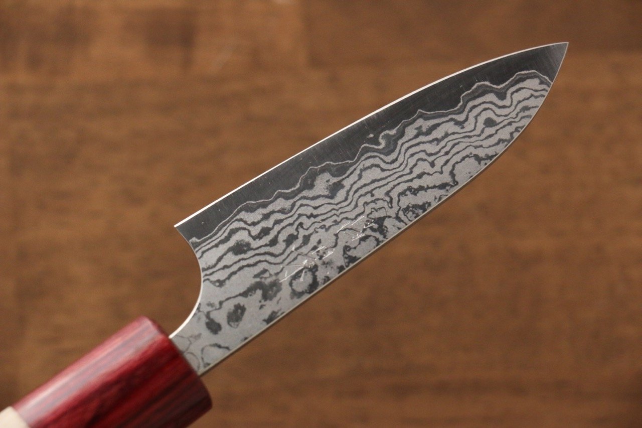 Masakage Kiri VG10 Damascus 75mm Petty Knife - Japanese Utility Knife with Magnolia Wood Handle - Perfect for Slicing, Peeling & Precision Kitchen Tasks