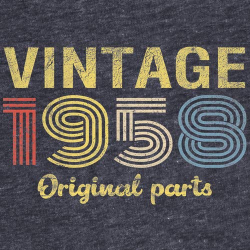 Vintage 1958 Retro 67th Birthday Gift T-Shirt for Men - Original Parts Design - Perfect for Dad, Grandpa & Classic Car Lovers Birthday Celebration