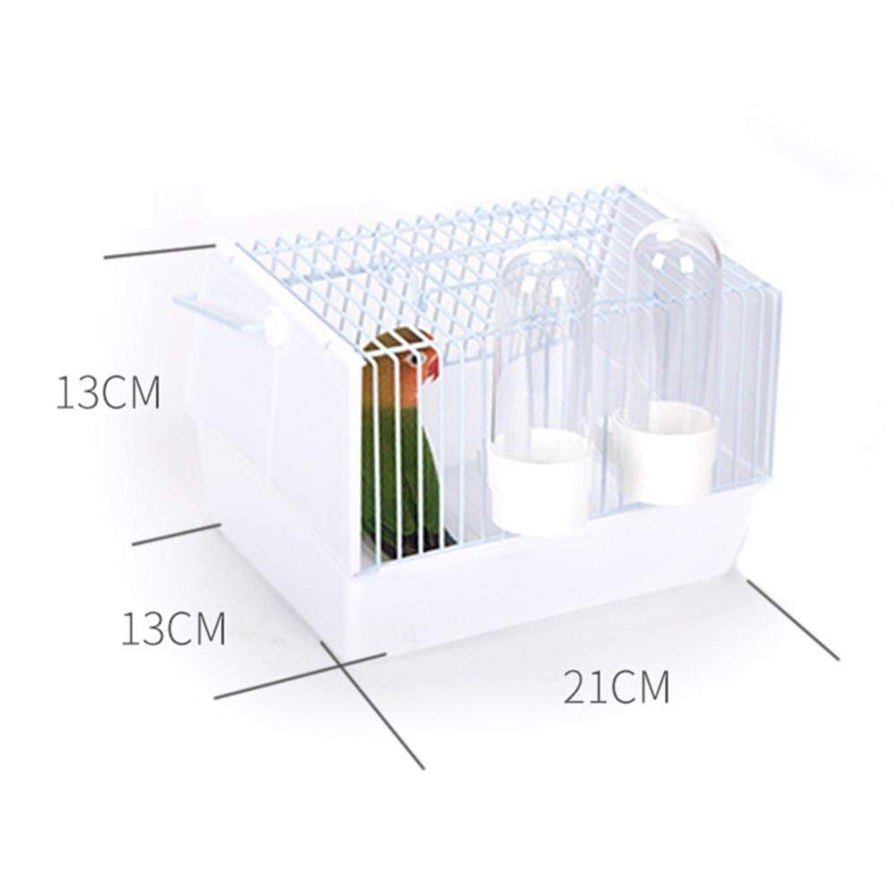 Portable Transparent Bird Travel Carrier Cage for Parrots & Small Birds - Plastic & Wire Design with 2 Feeders - Ideal for Vet Visits, Travel & Outdoor Adventures (White, 1-Pack)