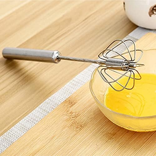Florisca® Stainless Steel Hand Push Whisk - Semi-Automatic Egg Beater & Milk Frother for Baking, Cooking & Coffee Making - Perfect for Mixing, Whisking & Blending Eggs, Batter & Milk Foam