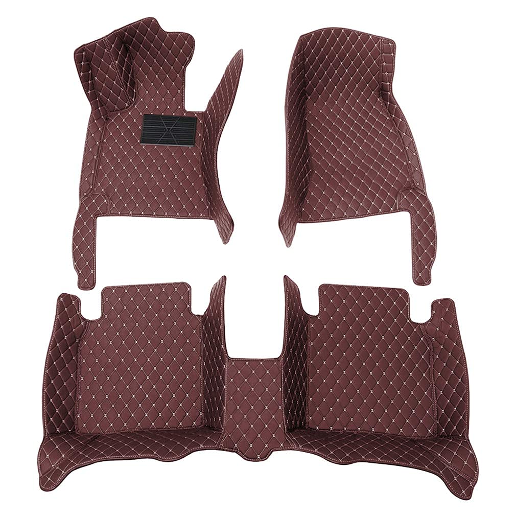 Premium All-Weather Floor Mats for Ford Mustang 2015-2019 - Waterproof Luxury Leather Car Floor Liners with Full Coverage Protection (Coffee Brown) - Perfect for Daily Commuting, Road Trips & Car Shows