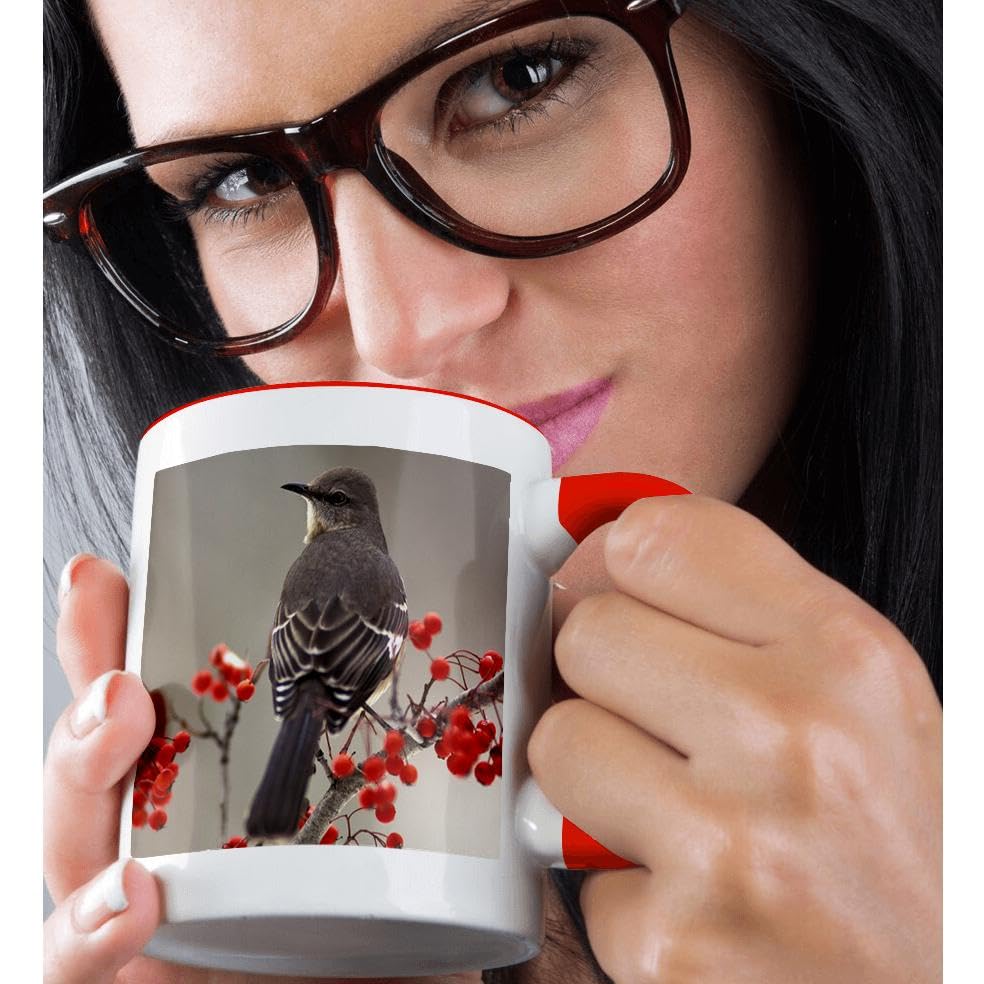 3D Rose 11oz Two-Tone Red and White Ceramic Coffee Mug - Perfect for Home, Office, or Gift Giving