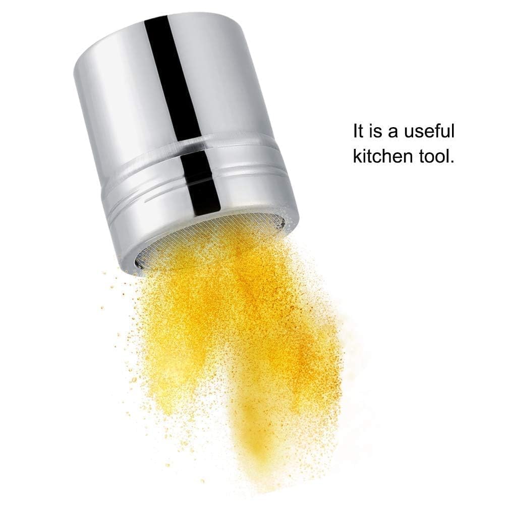 Premium Stainless Steel Fine Mesh Shaker with Lid - Perfect for Powdered Sugar, Cinnamon, Cocoa & Baking Ingredients | Ideal for Home Baking, Cake Decorating & Coffee Shops