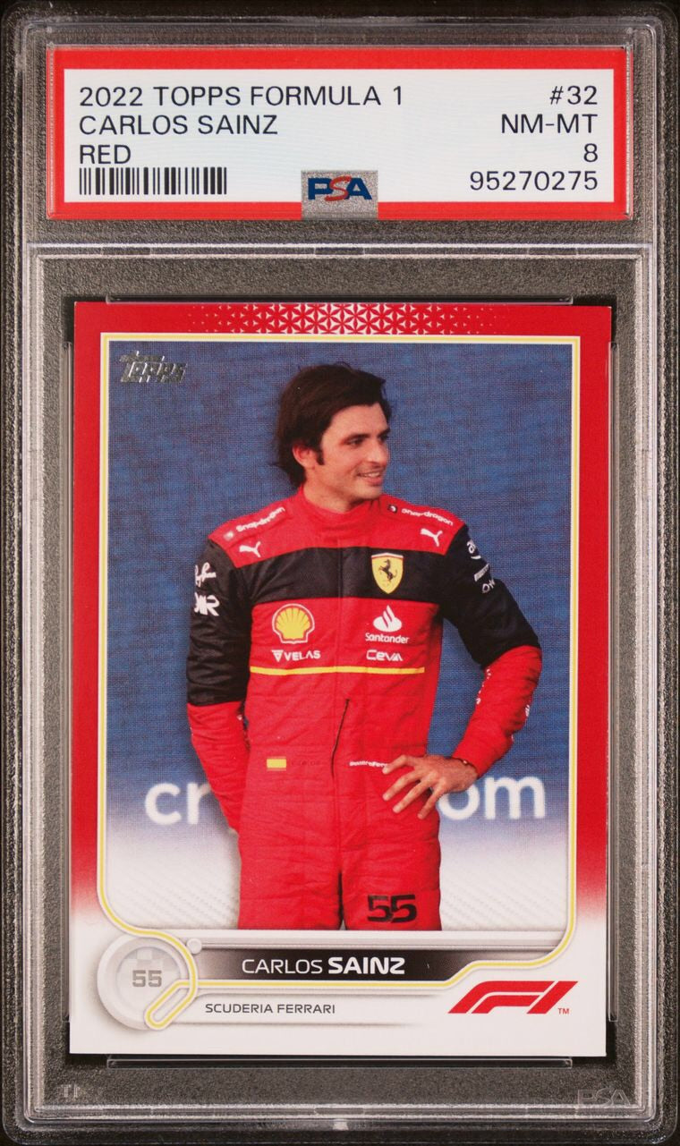 PSA 8 Graded 2022 Topps Formula 1 Carlos Sainz #32 Red Card - Perfect for F1 Collectors, Racing Fans, and Sports Memorabilia Enthusiasts