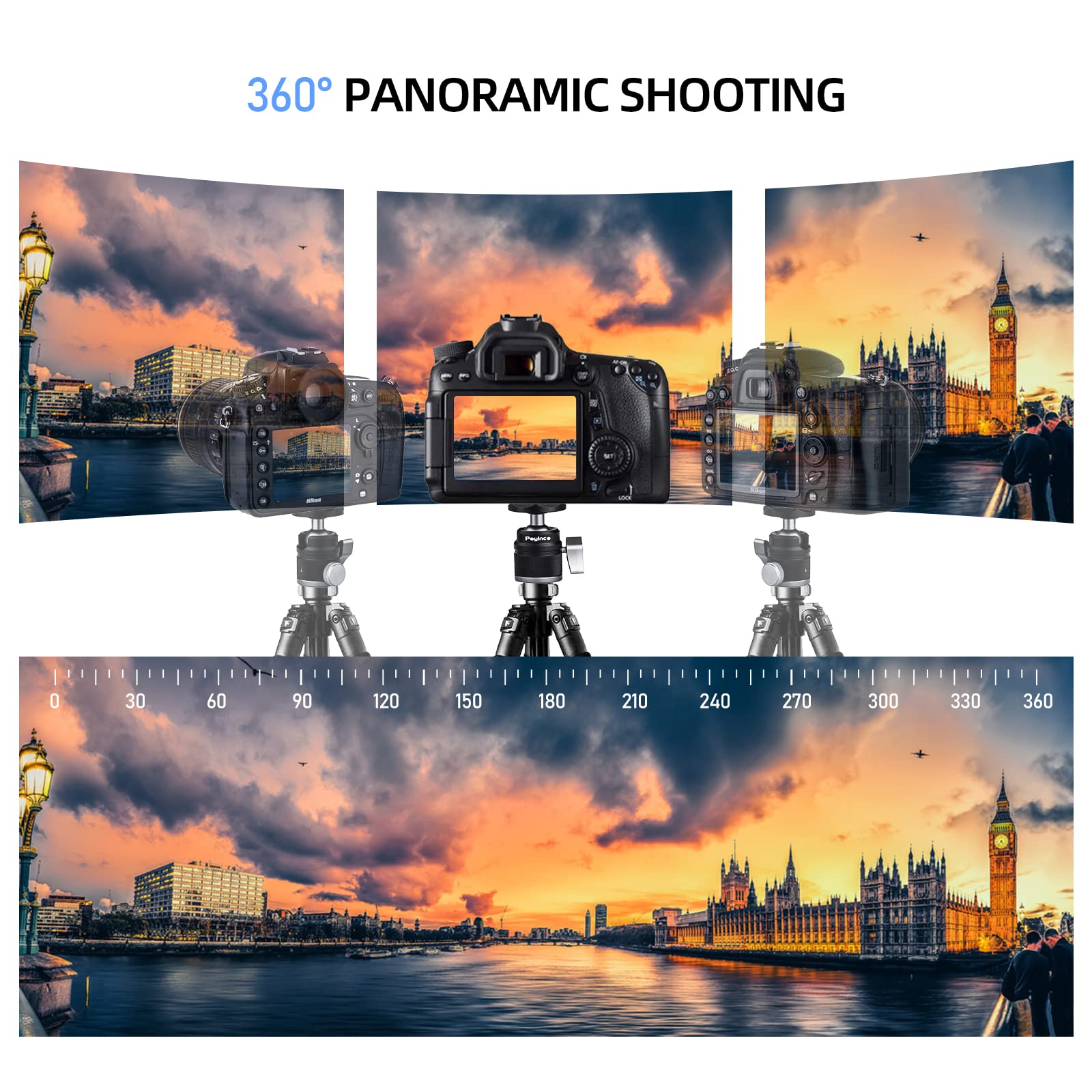 360° Rotatable Aluminum Mini Ball Head with 1/4