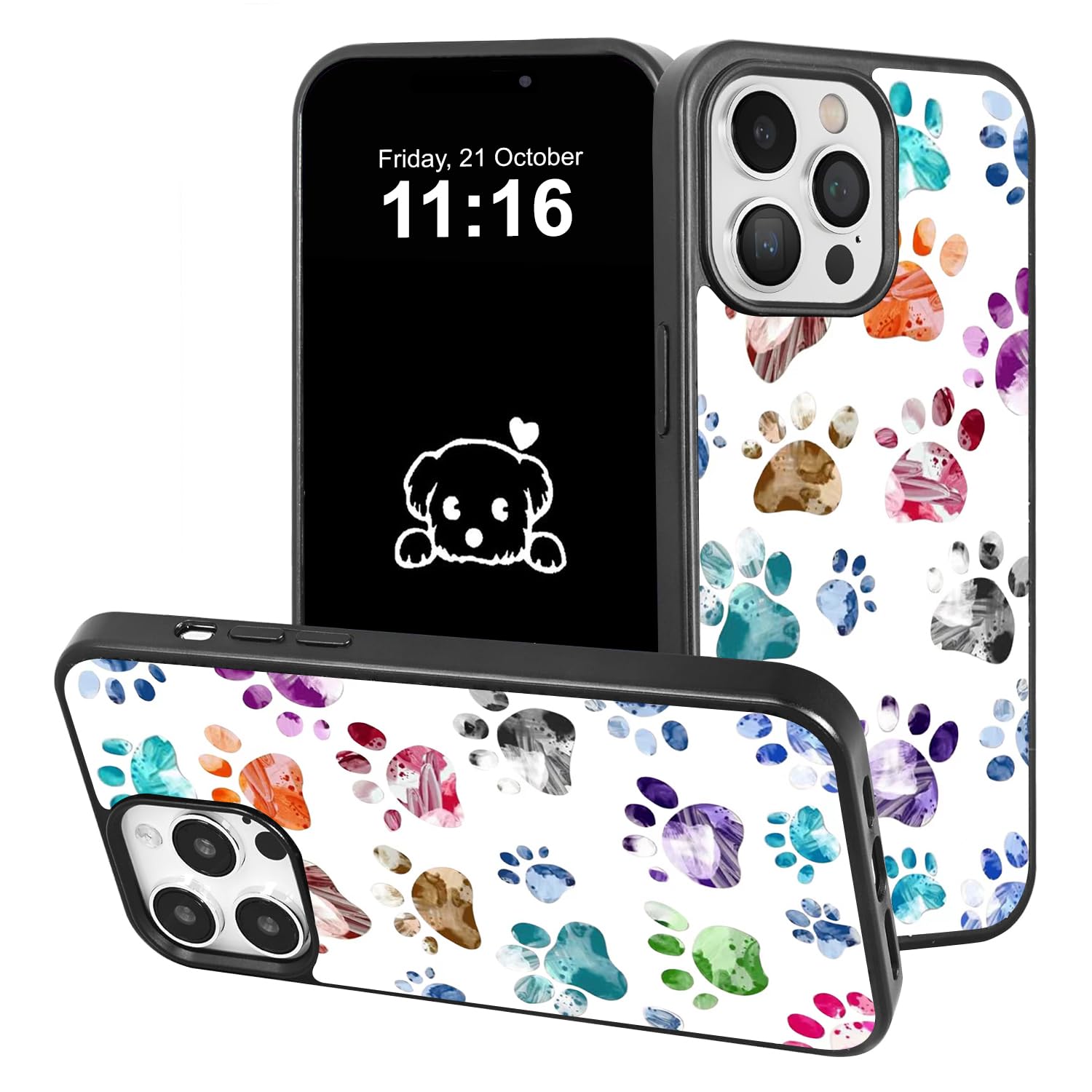 Shockproof iPhone 14 Pro Max Case with Cute Paw Print Design - Hard PC Protective Cover with Soft Edges & Wireless Charging Support | Perfect for Everyday Use, Work & Travel Protection