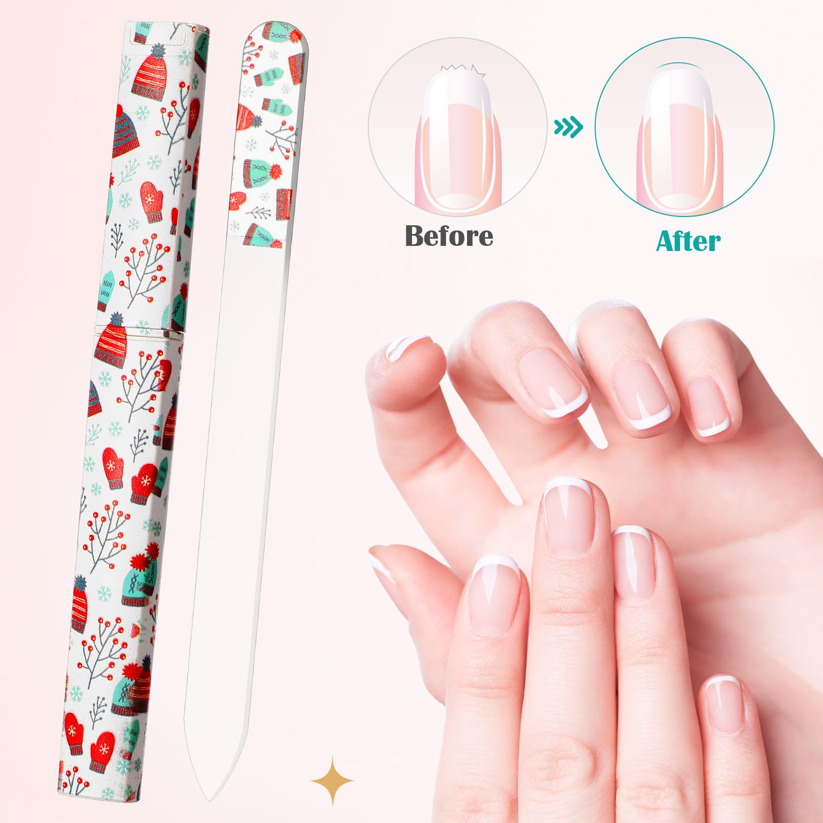 Premium Glass Nail File Set with Protective Case - Double-Sided Etched Crystal Nail File for Professional Nail Art & Manicure Care - Perfect Christmas Stocking Stuffer, Travel-Friendly Nail Tool (Multi-Color) - Ideal for Home, Salon & On-The-Go Nail Maintenance