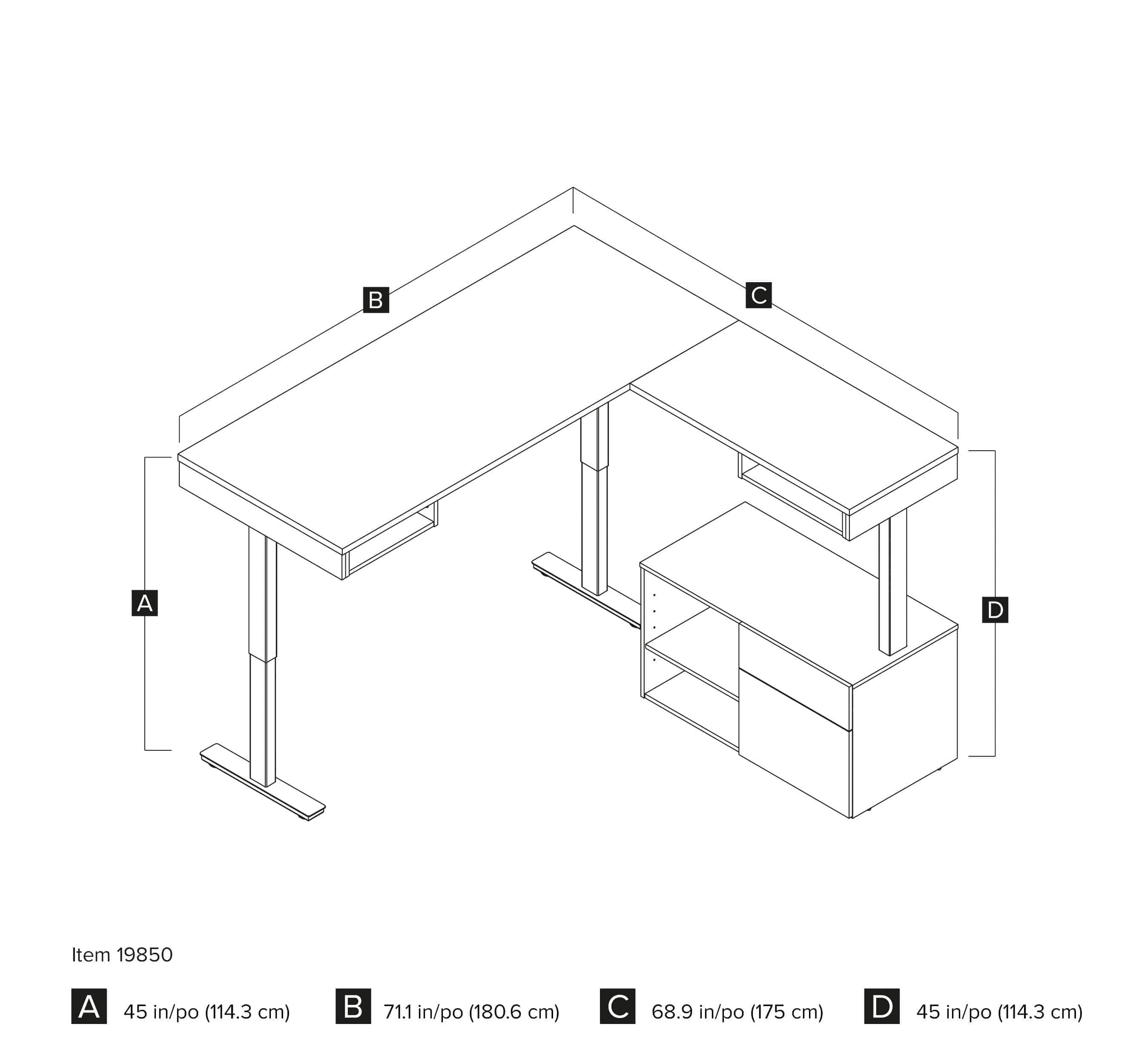 Viva 2-Piece L-Shaped Standing Desk & Credenza Set - 2 Color Options | Home Office & Workspace Solution