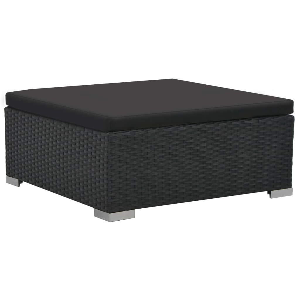 vidaXL 6-Piece Patio Sofa Set - Outdoor Sectional Couch with Cushions & Table, Black Poly Rattan Furniture for Backyard, Garden, Poolside or Deck Relaxation