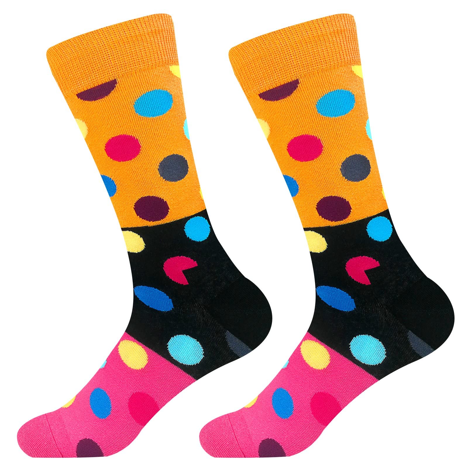 Vibrant Colorful Socks - Funky Patterned Crew Socks for Men & Women - Soft Combed Cotton Stockings (3-Pack) - Perfect for Casual Wear, Gifts, and Fashion Statements