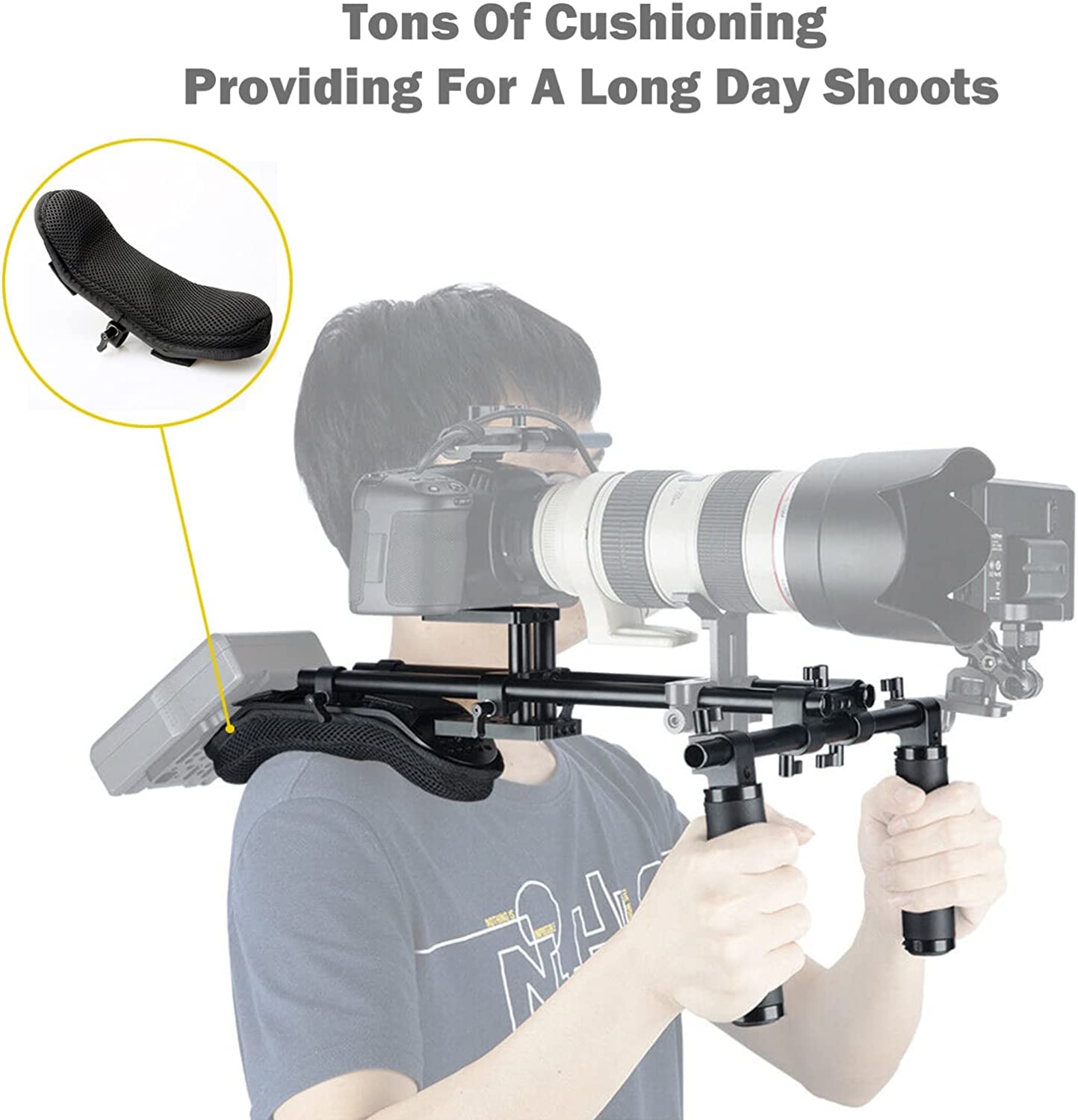 NICEYRIG Camera Shoulder Mount Bracket - Adjustable Slide Mount Kit for DSLR, Camcorder, Video Camera - Perfect for Vlogging, Filmmaking & Live Streaming