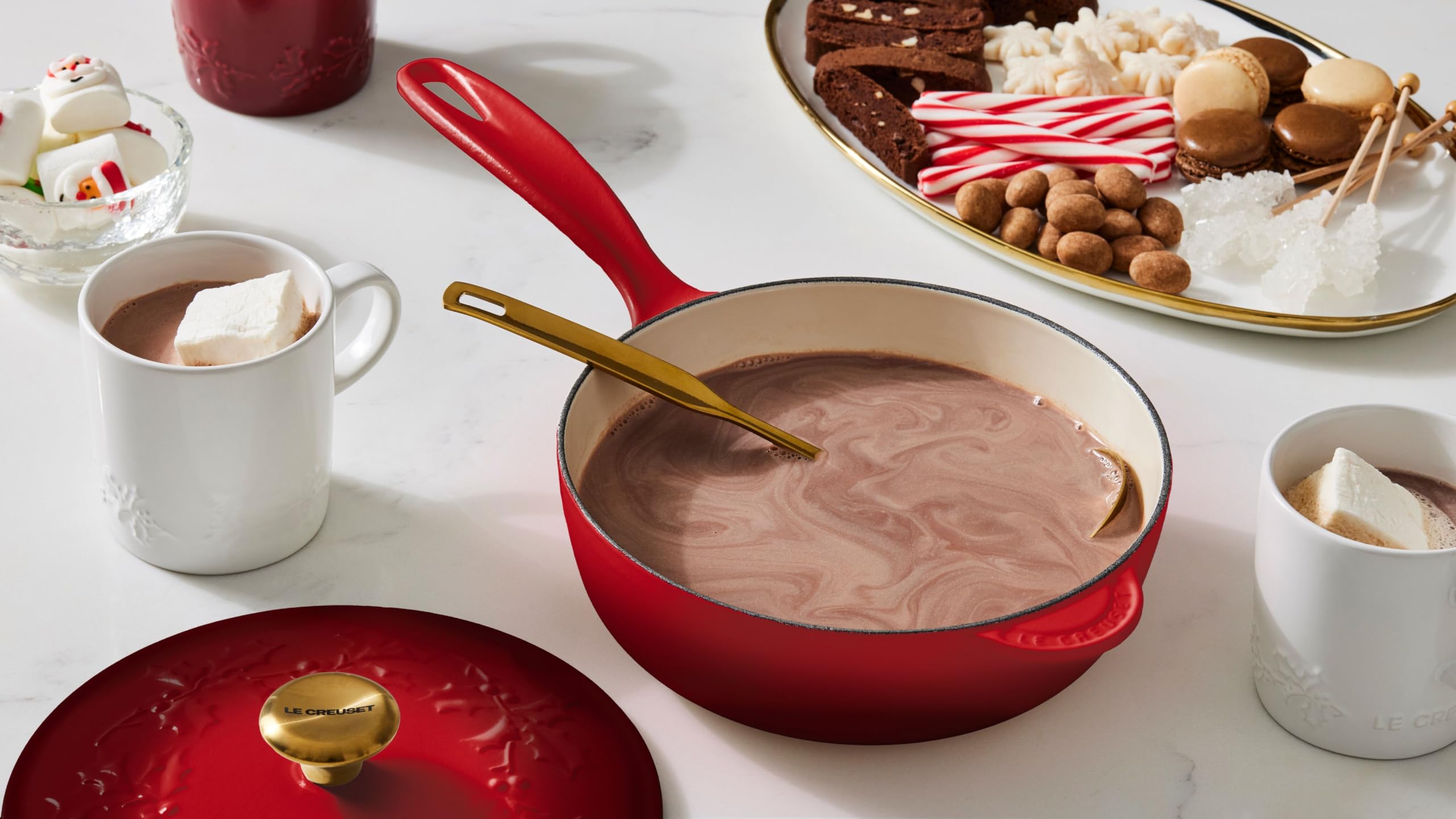 Le Creuset Enameled Cast Iron Saucier Pot 2.25 Quart - Artichaut Green with Gold Knob, Holly Collection | Perfect for Sauces, Stews & Slow Cooking