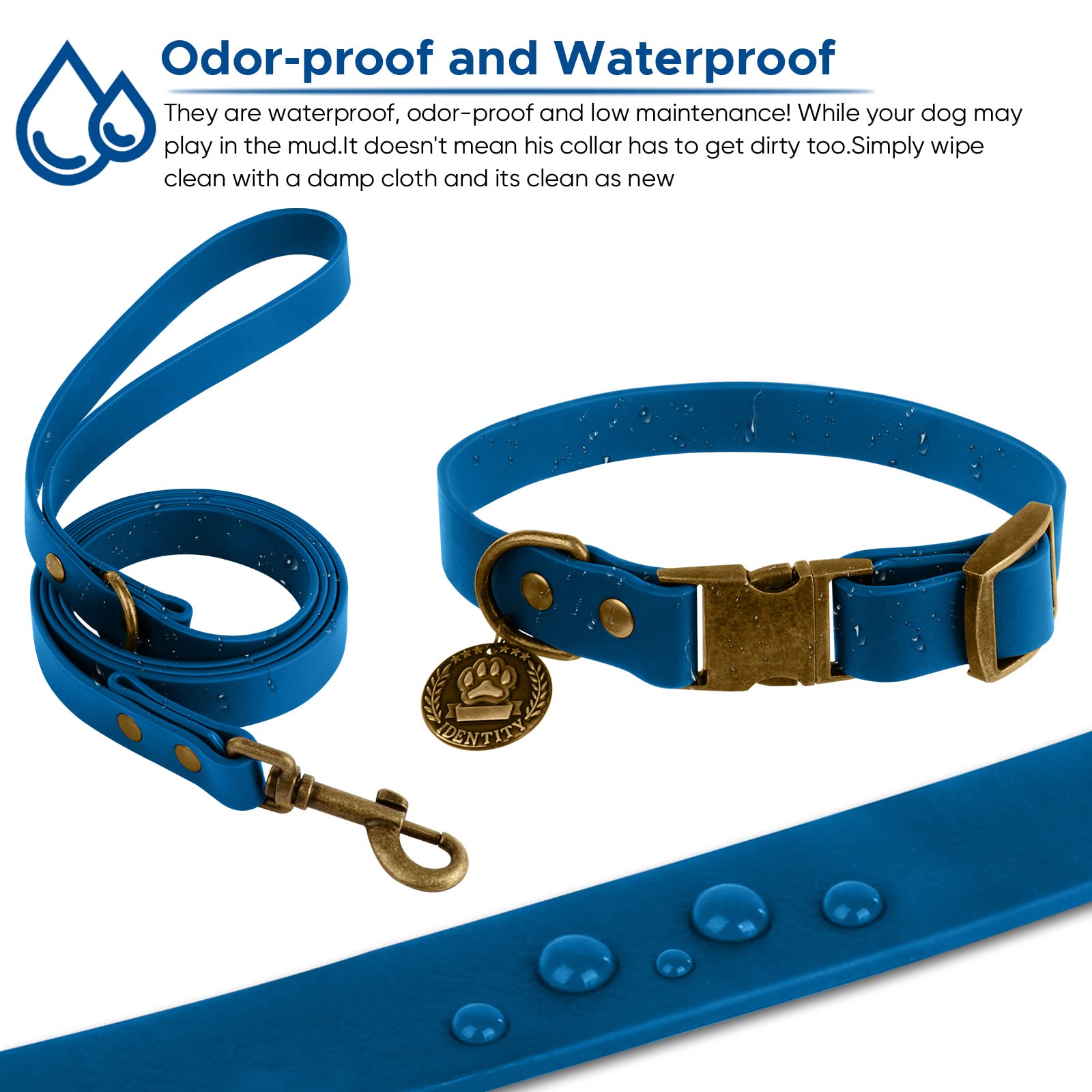 Wisedog Adjustable Dog Collar & Leash Set for Small Medium Large Dogs - Durable Nylon Pet Collar with Leash & Bonus Poop Bag Holder (Blue, Medium) - Perfect for Walking, Training & Outdoor Adventures