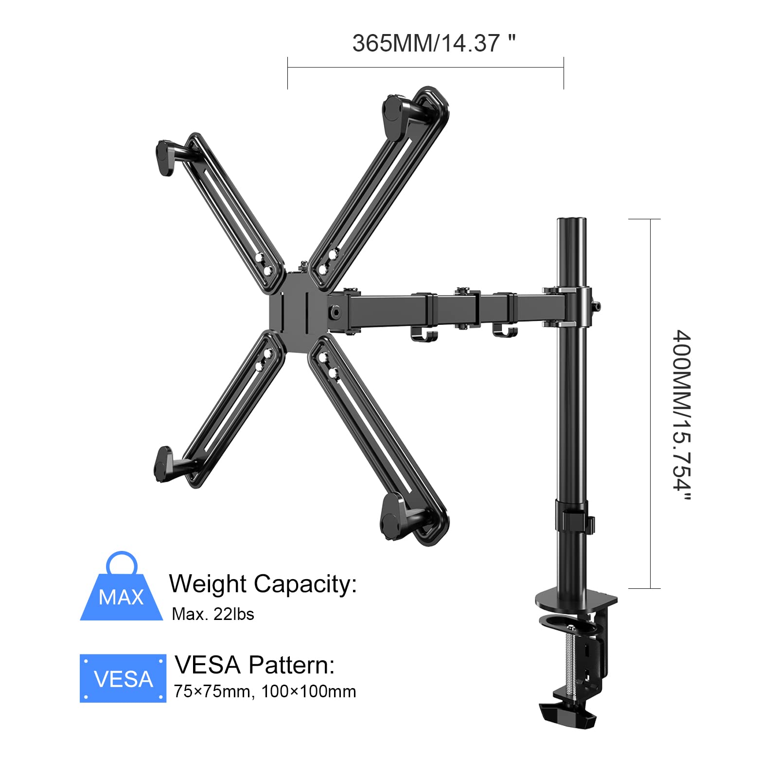 Heavy Duty Single Monitor Desk Mount with Non-VESA Adapter - Adjustable Monitor Arm for 17-32 Inch Screens | Perfect for Home Office, Gaming Setup & Workspace Ergonomics