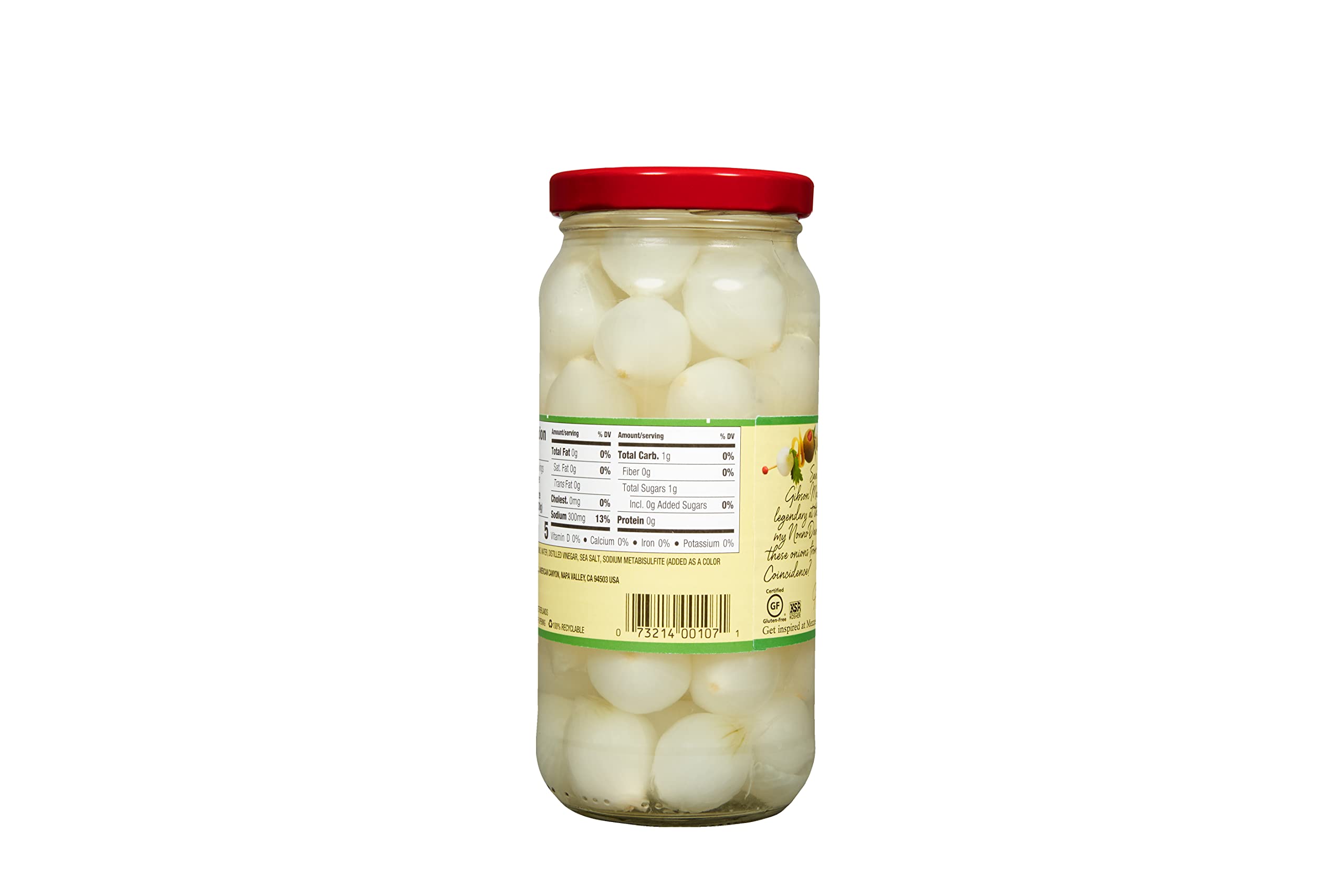 Mezzetta Cocktail Onions - Gluten Free, Keto & Kosher Certified - 16 fl oz Jar (6-Pack) - Perfect for Martinis, Bloody Marys & Charcuterie Boards