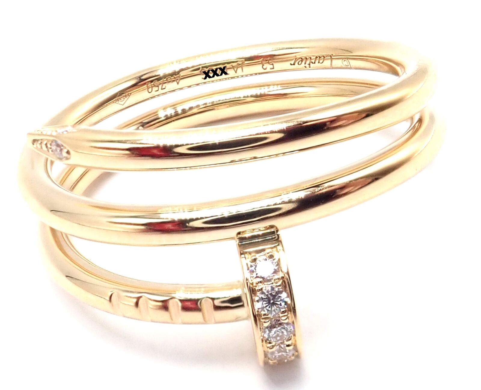 Cartier Juste Un Clou 18k Yellow Gold Diamond Nail Band Ring - Size 53 Luxury Jewelry for Women, Perfect for Anniversary Gifts, Date Nights & Special Occasions