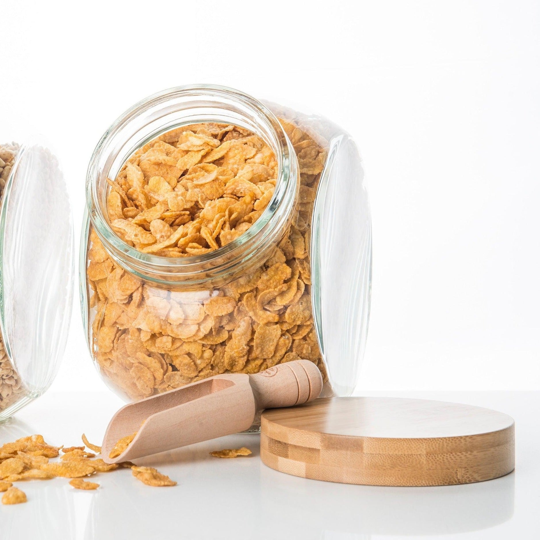 4L Glass Snack Jar with Bamboo Lid - Airtight Food Storage Container for Kitchen, Pantry & Office Organization - Perfect for Storing Dry Foods, Cookies, Nuts & Coffee Beans