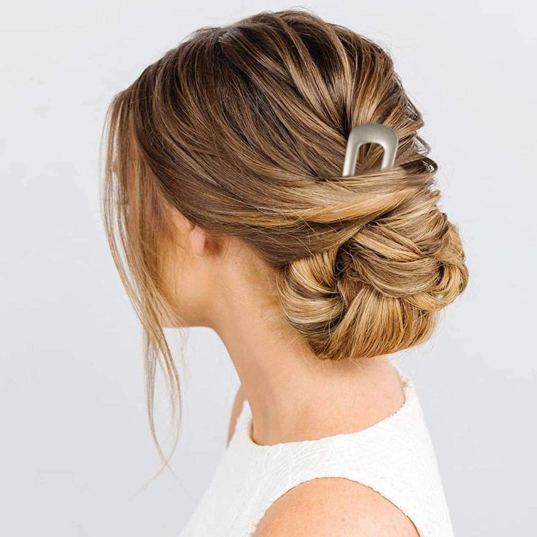 2 PCS Gold U-Shaped Hair Pins - French Twist Hair Sticks for Women, Bun & Chignon Hair Accessories (Perfect for Weddings, Prom & Everyday Elegant Hairstyles)