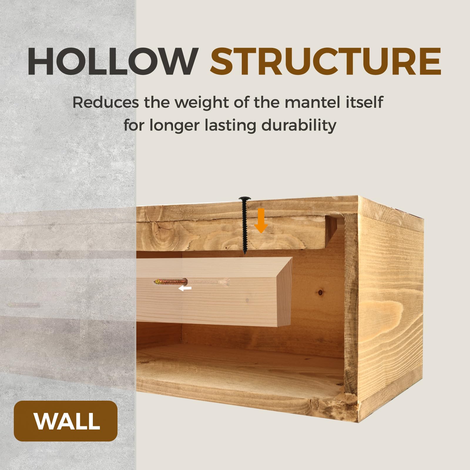 Handmade 60-Inch Rustic Wood Floating Shelf - 6