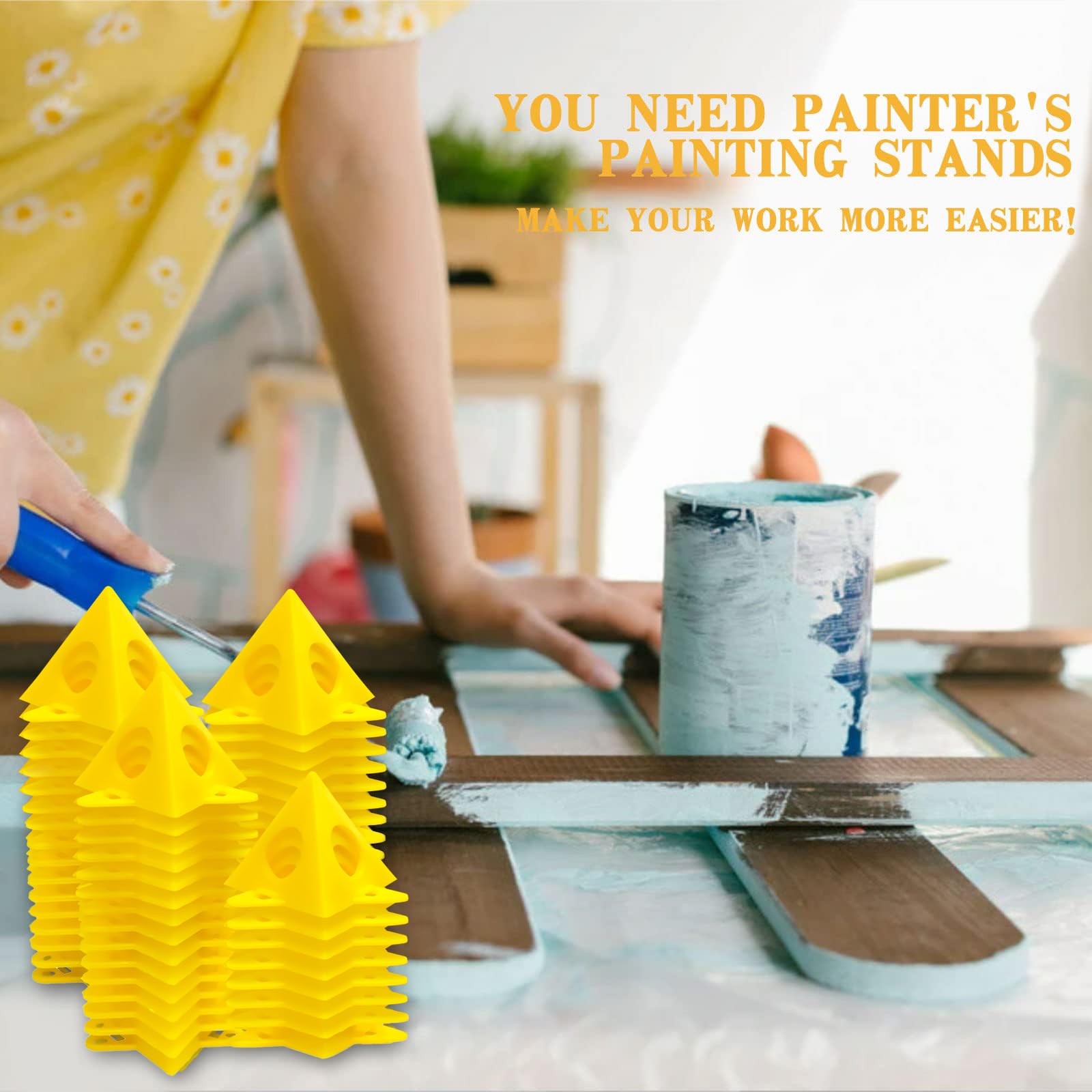 56pcs Pyramid Painting Stands for Canvas - Mini Cone Paint Stands & Door Risers Support - Artist Supplies for Acrylic, Oil Painting - Perfect for Studio, Classroom & DIY Art Projects