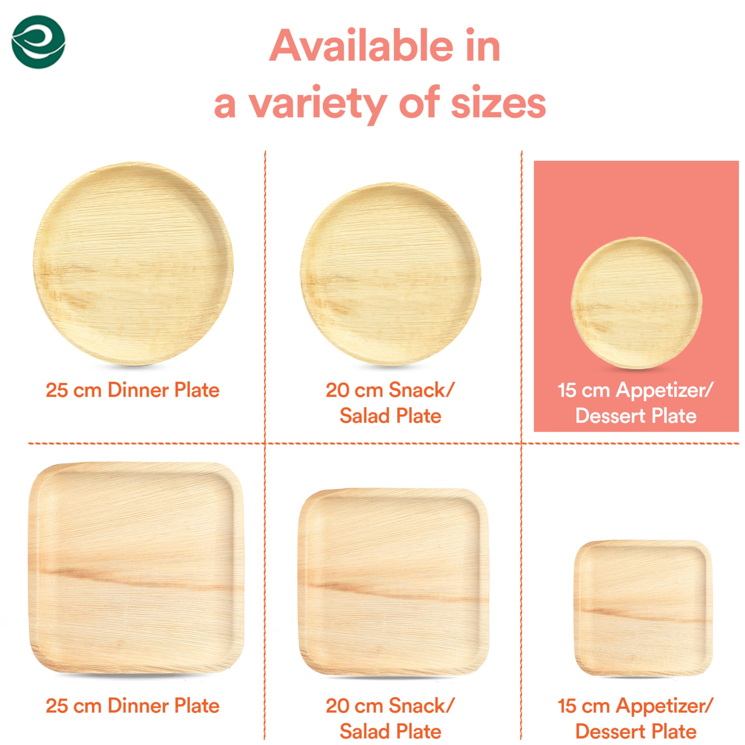 ECO SOUL 6-Inch 25-Pack Biodegradable Areca Palm Leaf Plates - Eco-Friendly Disposable Round Plates for Parties, Weddings & Events (15 cm) - Perfect for Outdoor Picnics, BBQ Gatherings & Sustainable Celebrations