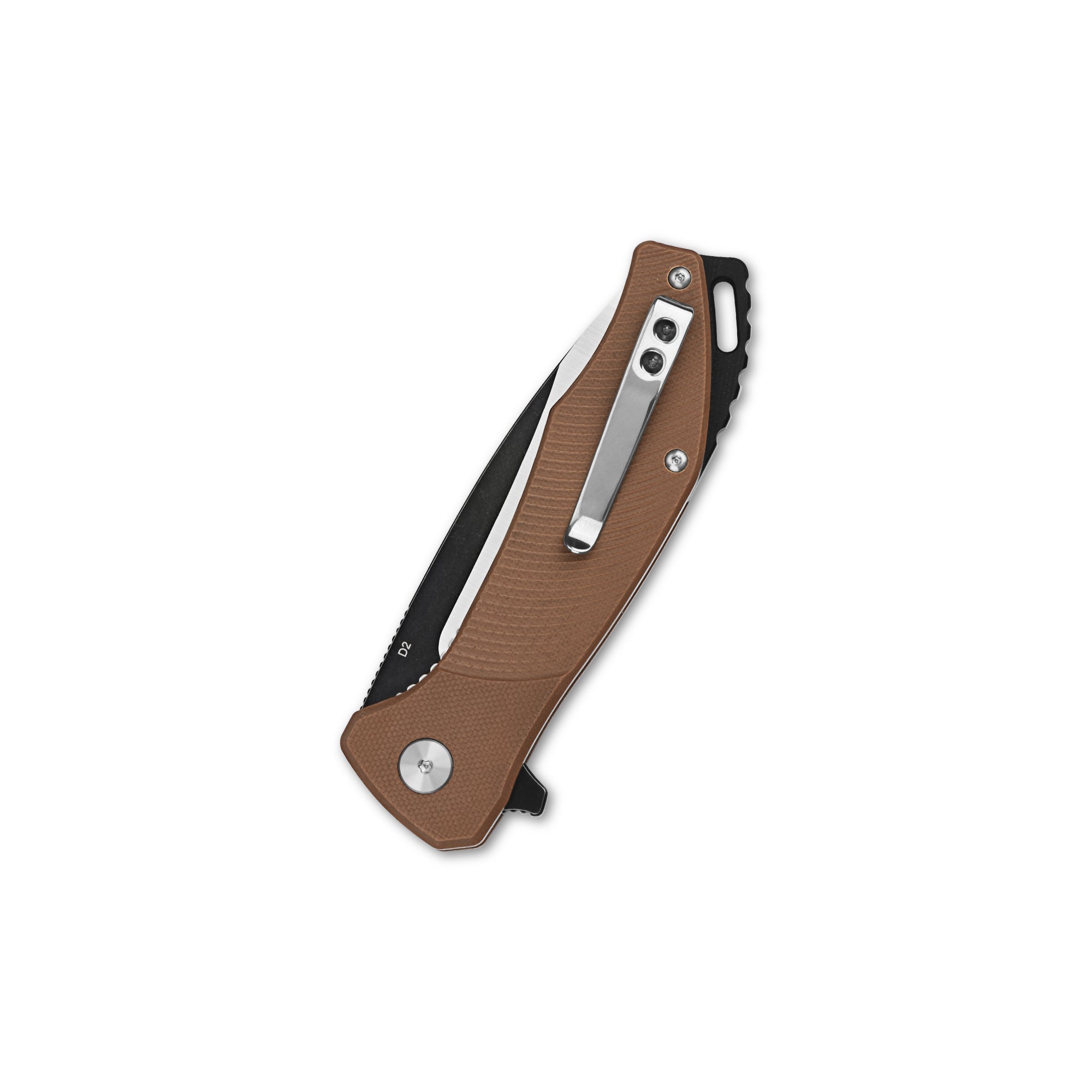 QSP Raven Liner Lock Pocket Knife - D2 Steel Blade, Brown G10 Handle - EDC, Outdoor, Camping & Everyday Carry Knife
