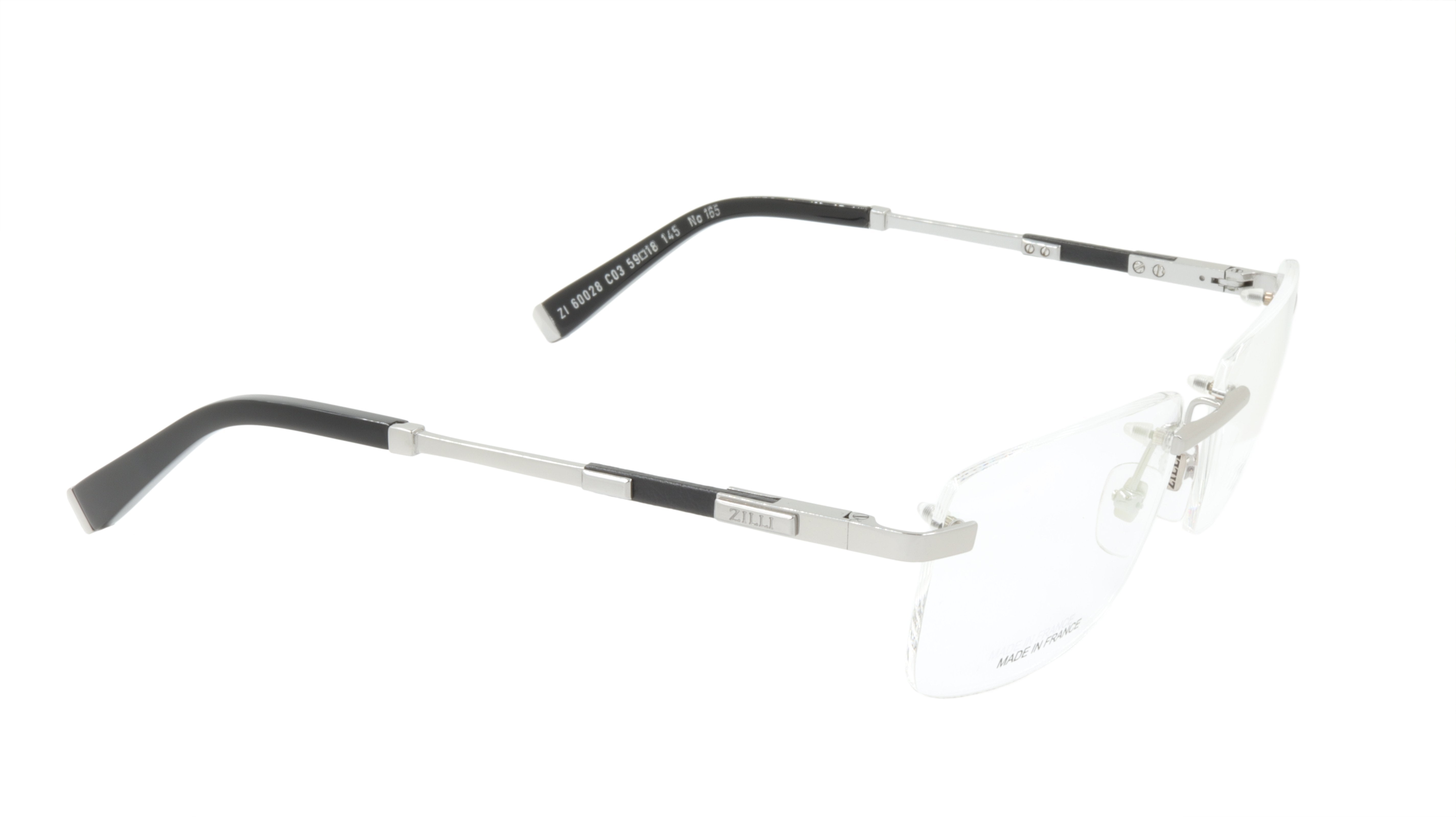 ZILLI Rimless Eyeglasses with Silver & Leather Accents - ZI 60028 C03 | Luxury Designer Frames for Business & Formal Occasions