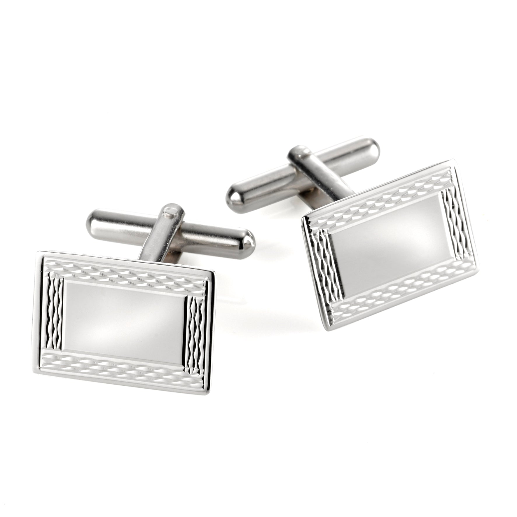 Elegant Cudworth Sterling Silver Rectangle Cufflinks for Men - Classic Dress Shirt Accessories for Weddings, Business & Formal Occasions