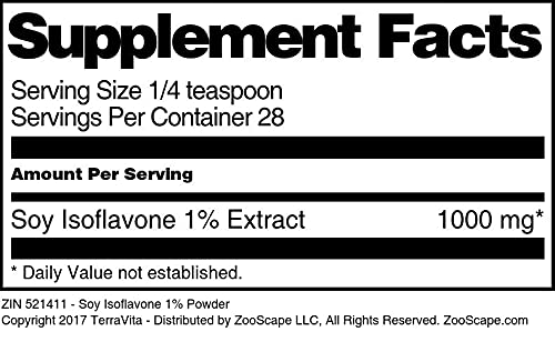 Terravita Soy Isoflavone 1% Powder - 1 oz (ZIN: 521411) | Natural Menopause Support & Bone Health Supplement | for Women's Wellness & Hormone Balance