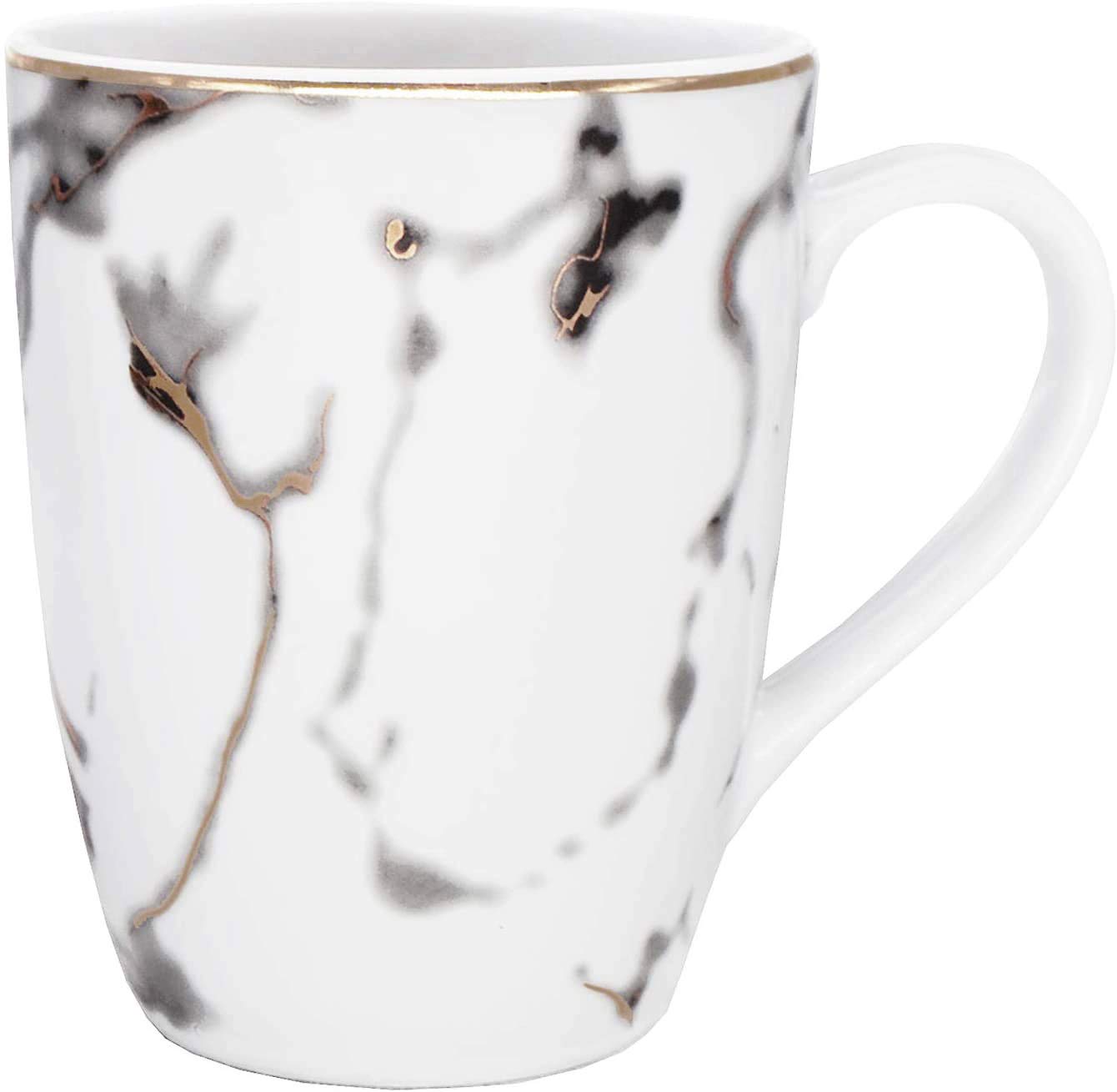 Handmade Ceramic Marble Coffee Mug - 12oz Tea Cup with Comfortable Handle for Hot Drinks, Perfect for Morning Coffee, Office Use & Gift Giving