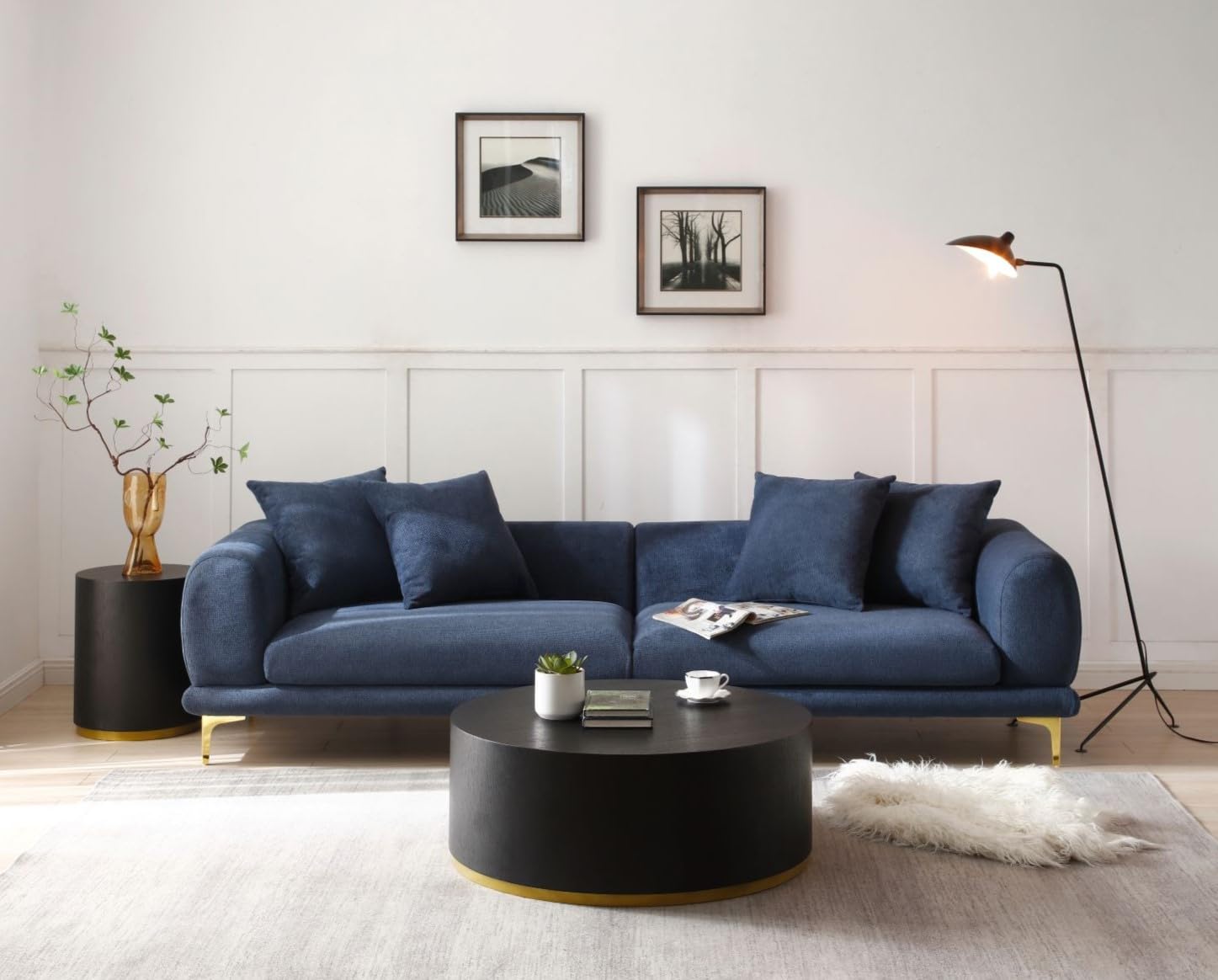 Modern Round MDF Coffee Table - Minimalist Side Table & End Table for Living Room, Bedroom & Office - Fully Assembled Contemporary Furniture for Small Spaces
