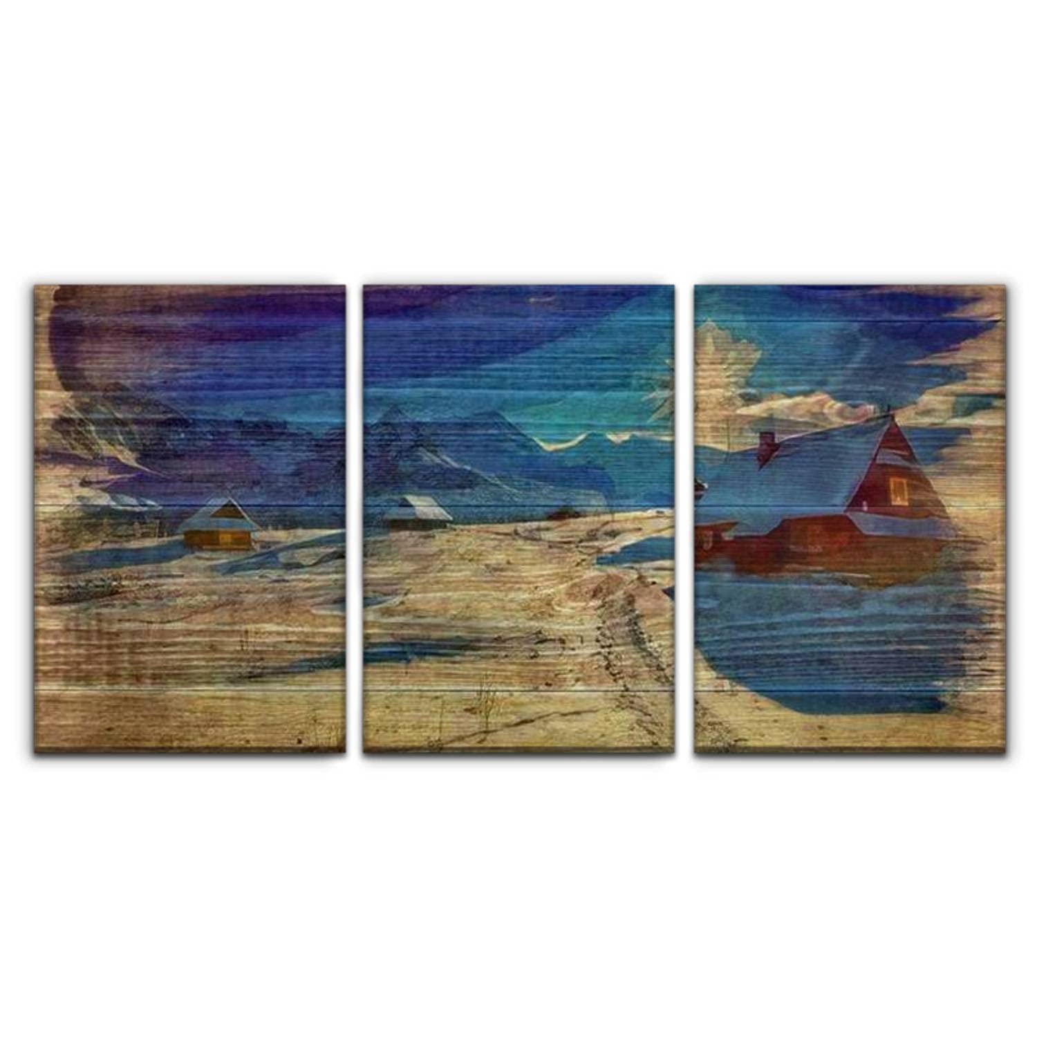 NVBIEWOHERF Modern Canvas Art - Snowy Tatras Mountains Winter Watercolor Landscape Painting Set (16