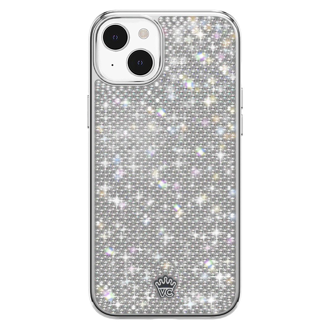 Luxury Chrome Caviar Crystals iPhone Case - Elegant Protective Cover for iPhone 13/14/15 Pro Max - Sparkling Rhinestone Design for Women & Girls - Perfect for Parties, Weddings & Special Occasions