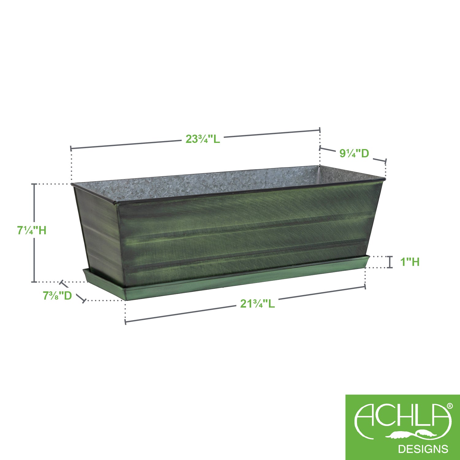 Achla Design Medium Green Flower Box Tray Kit - Perfect for Indoor Planters, Home Decor, and Garden Arrangements