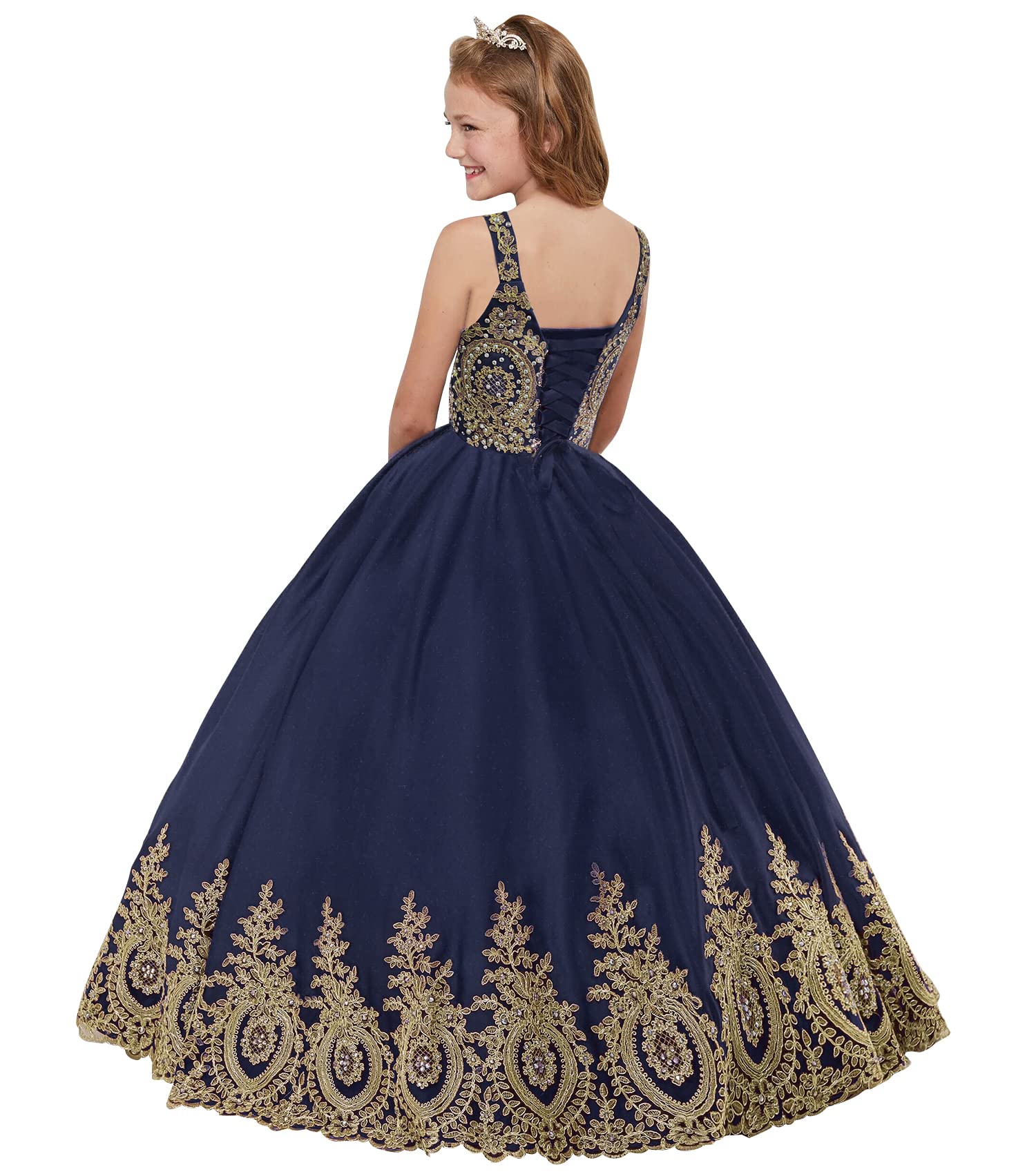 ABAO SISTER Girls Flower Princess Pageant Dress for Weddings, Birthday Parties & Prom - Elegant Ball Gown Formal Dress for Special Occasions