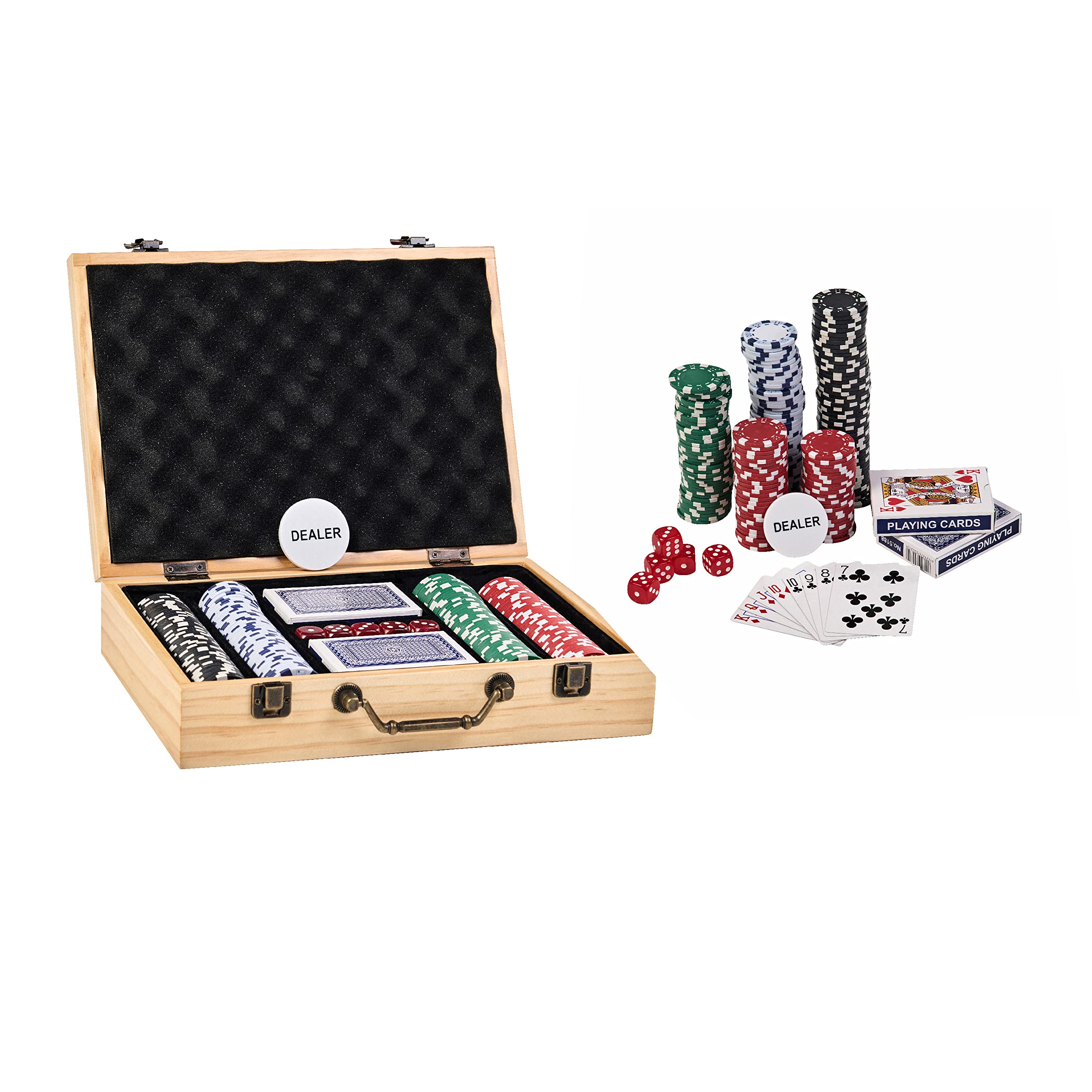 Barrington Folding Poker Table & Chip Set - Durable Padded Rail with Felt Surface for Texas Holdem, Omaha & Casino Night - Home Game, Poker Party & Tournament Use