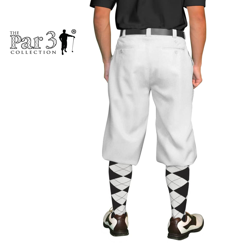 Premium White Microfiber Golf Pants for Men - Breathable Stretch Plus Fours - Comfortable & Stylish for Golfing, Casual Wear & Outdoor Activities
