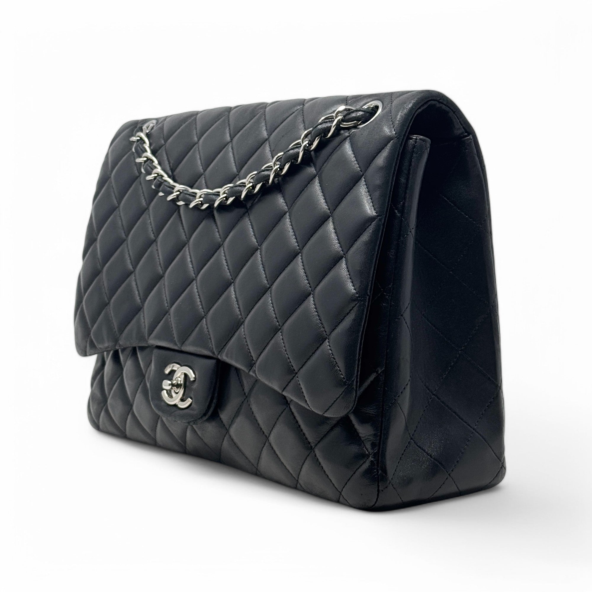 Chanel Black Maxi Classic Flap Bag - Luxury Designer Handbag for Women | Perfect for Evening Events, Parties & Special Occasions