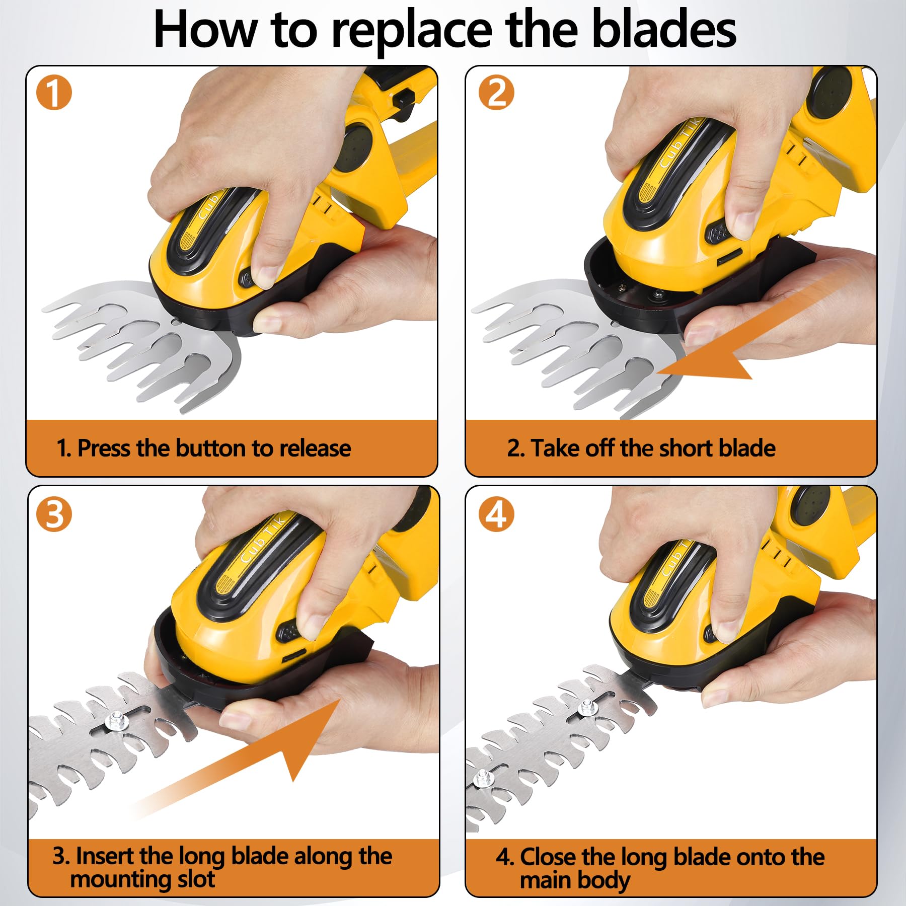 21V Cordless Hedge Trimmer with Battery & Charger - 2-in-1 Electric Brush & Shrub Trimmer, Handheld Mini Grass Shears for Lawn & Garden Care | Perfect for Landscaping, Yard Maintenance & DIY Gardening (Yellow)