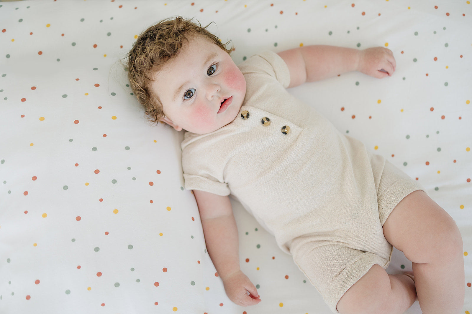 Ecolino® Organic Cotton Crib Sheet with Dots - Soft, Breathable & Hypoallergenic Baby Bedding for Safe & Comfortable Sleep