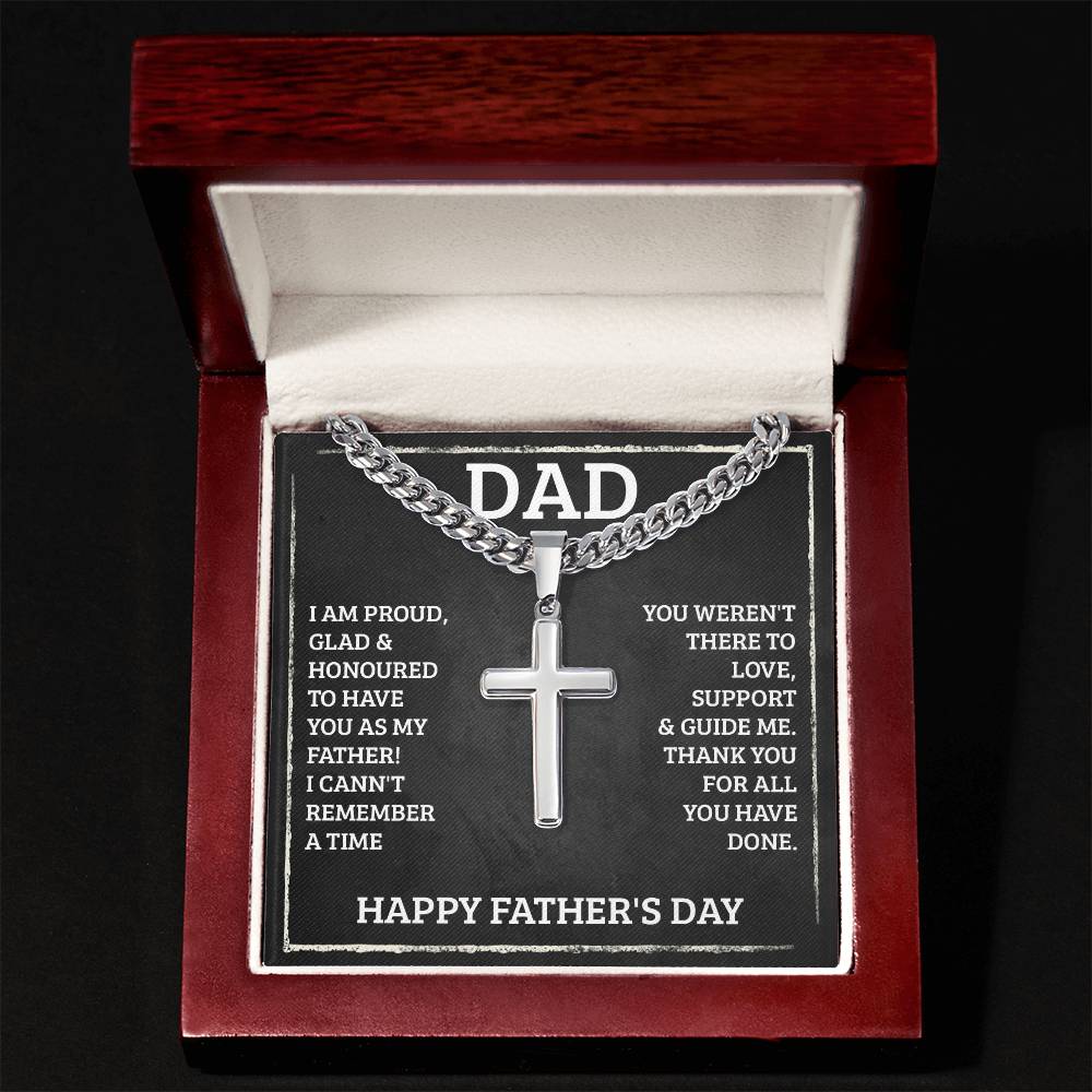 Personalized Cross Necklace for Dad - Custom Engraved Father's Day Gift - Perfect for Birthday, Anniversary & Religious Occasions