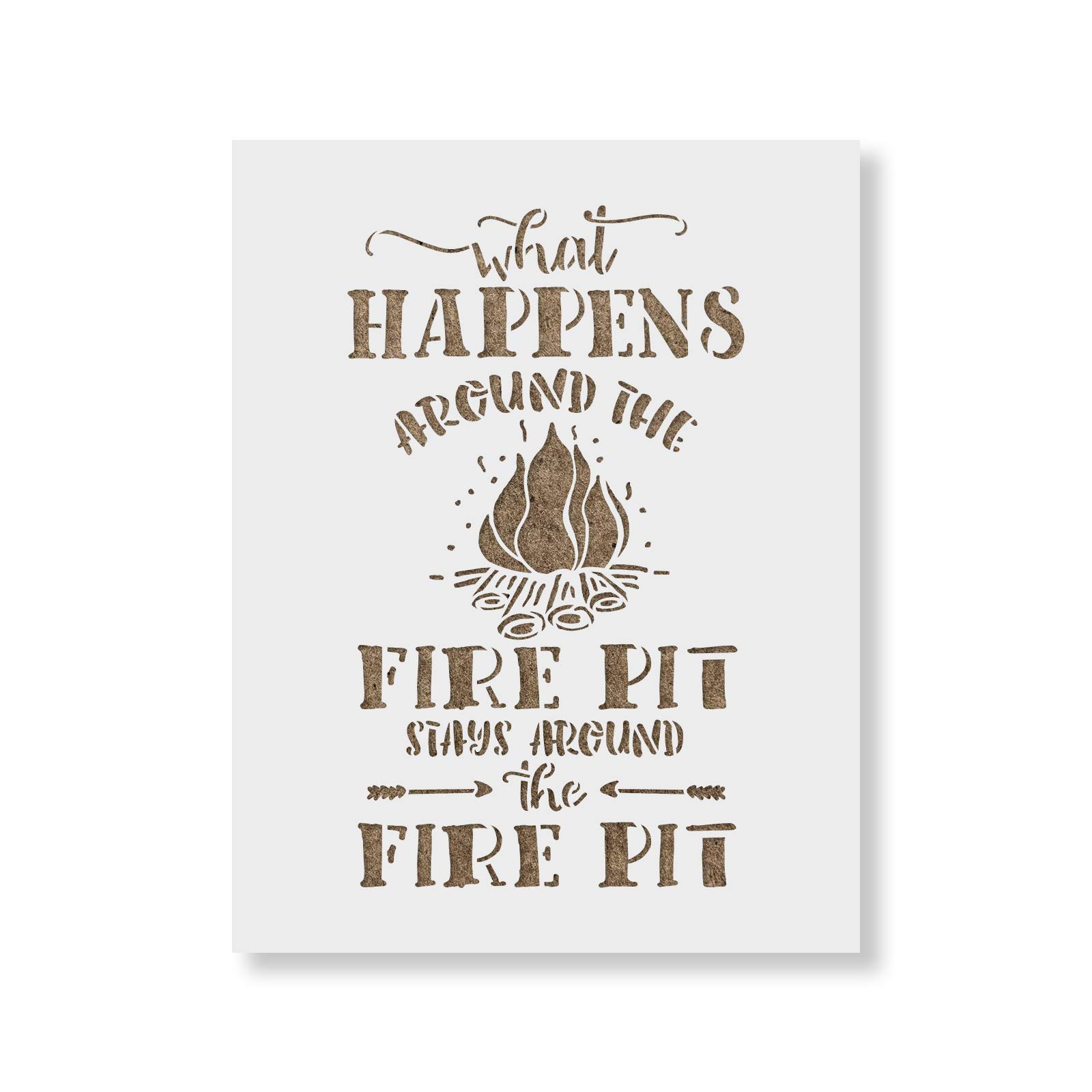 Fire Pit Camping Summer Sign Stencil - DIY Outdoor Decor for Camping, Backyard, and Bonfire Parties | Perfect for Wood Burning, Painting, and Craft Projects