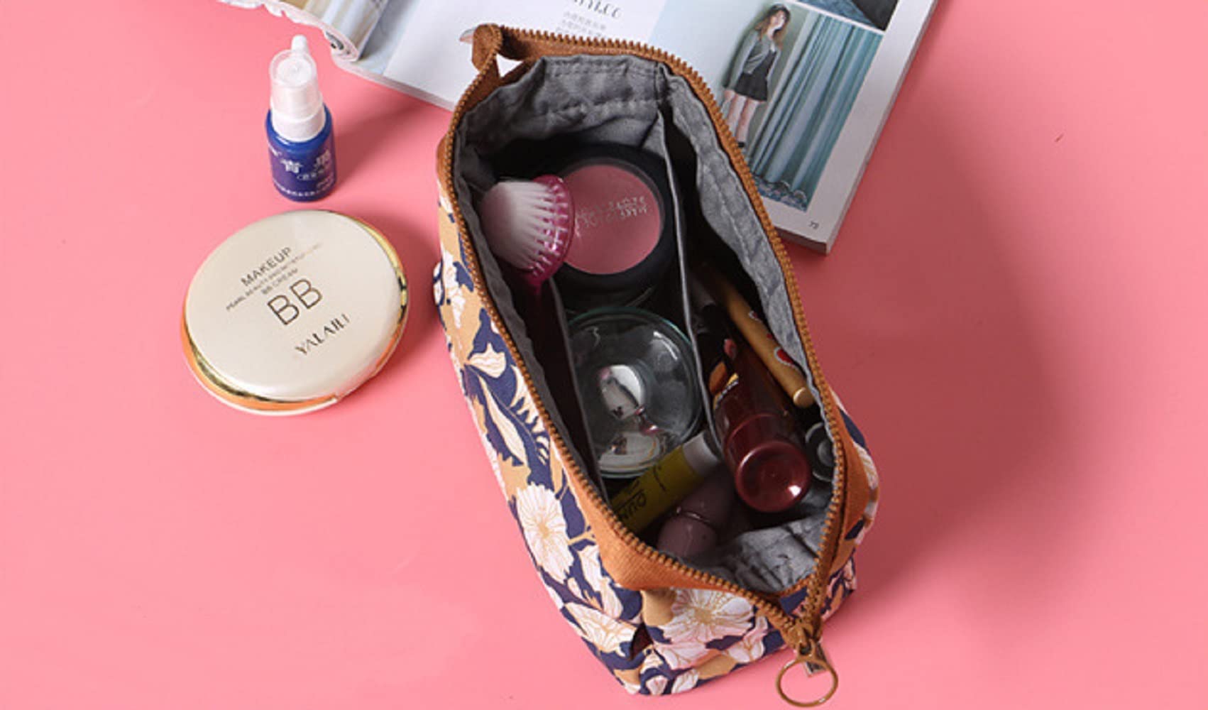 Aimers Women's Travel Toiletry Bag - Waterproof Cosmetic Makeup Organizer with Shaving Kit Storage, Portable Vanity Pouch for Women (Brown) | Perfect for Vacation, Gym, Camping & Business Trips