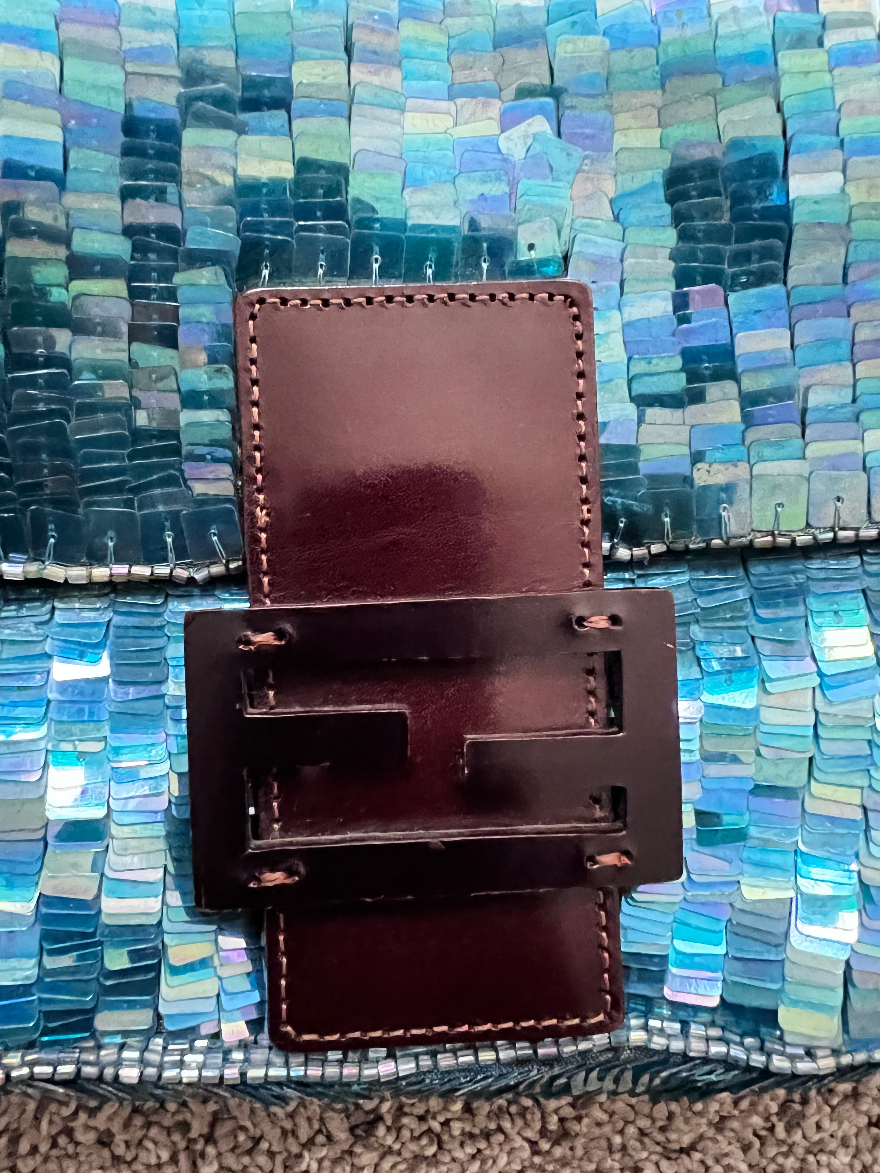 Vintage Blue Mermaid Sequin Baguette Bag - Elegant Evening Clutch for Parties, Weddings & Special Occasions