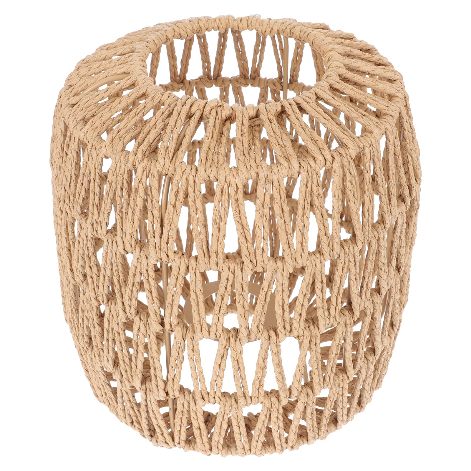 1PC Woven Rattan Lamp Shade - Medium Drum Pendant Light Cover for E27 Bulb - Hanging Chandelier, Table & Ceiling Light Fixture - Boho Home Decor for Living Room, Bedroom & Patio