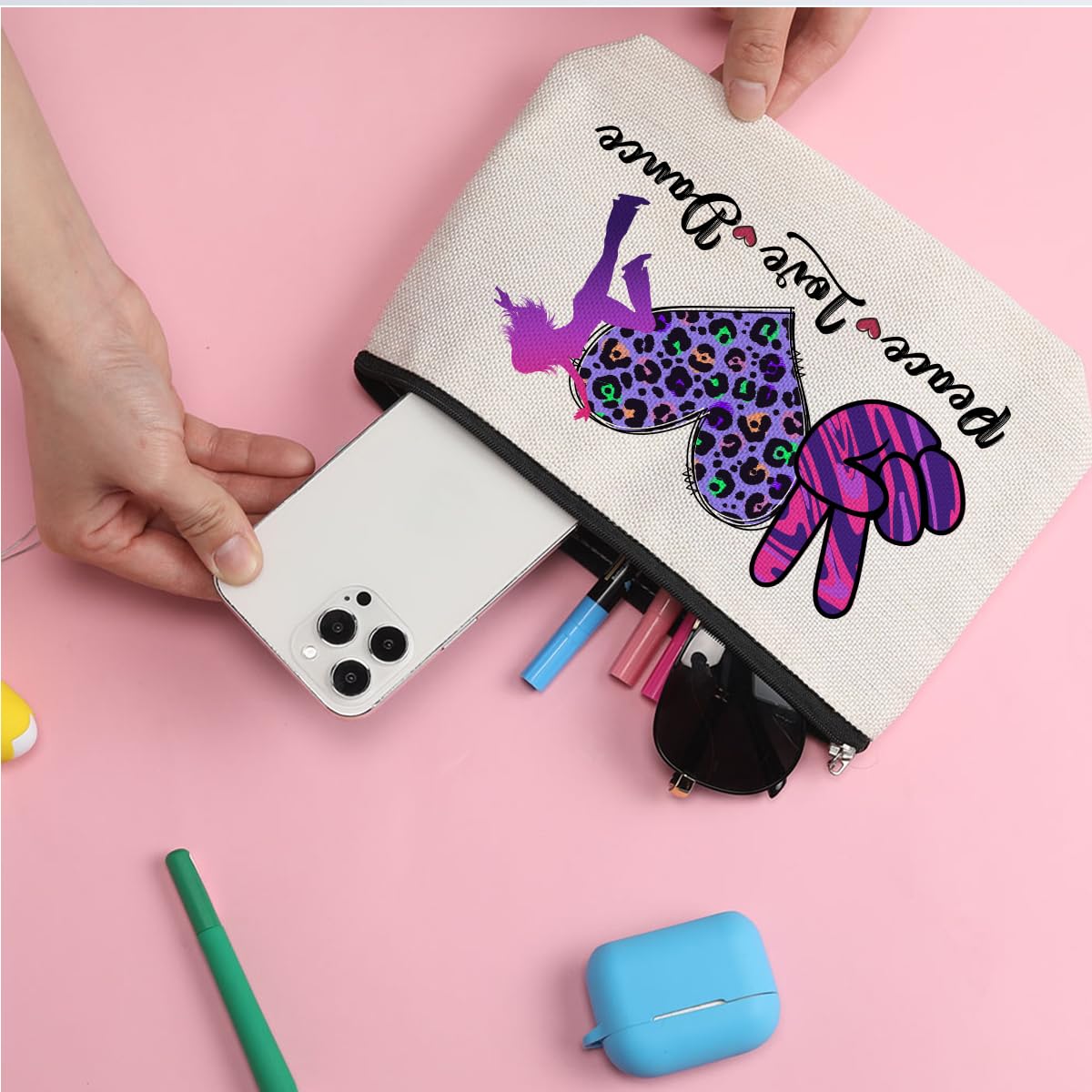 Dance Makeup Bag - Perfect Gift for Dancers, Teachers & Dance Lovers - Great for Recitals, Birthdays, Mother's Day & Graduation - Ideal Cosmetic Bag for Women, Coaches, Best Friends, Daughters & Sisters