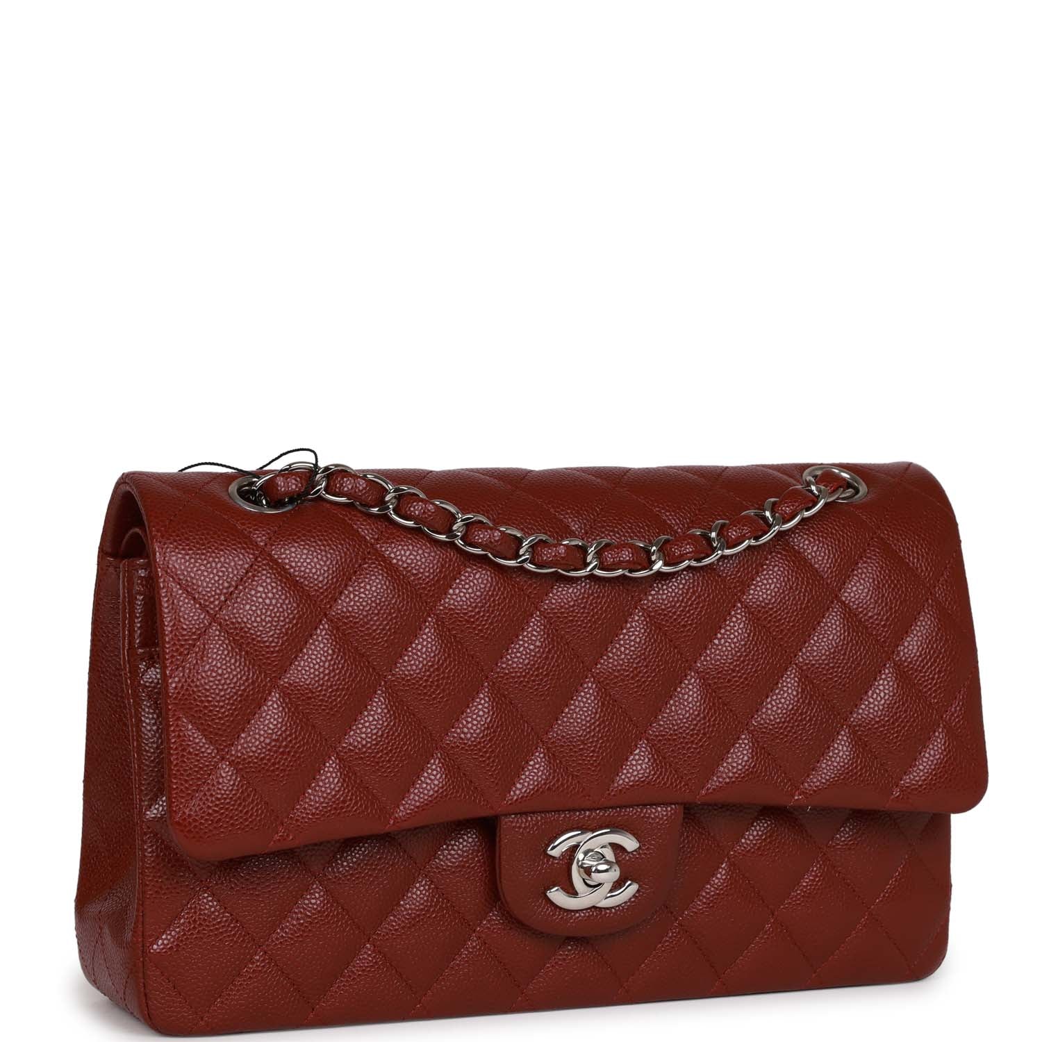 Chanel Medium Classic Double Flap Bag in Burgundy Caviar Leather with Silver Hardware - Luxury Handbag for Women, Perfect for Work, Evening Events & Special Occasions